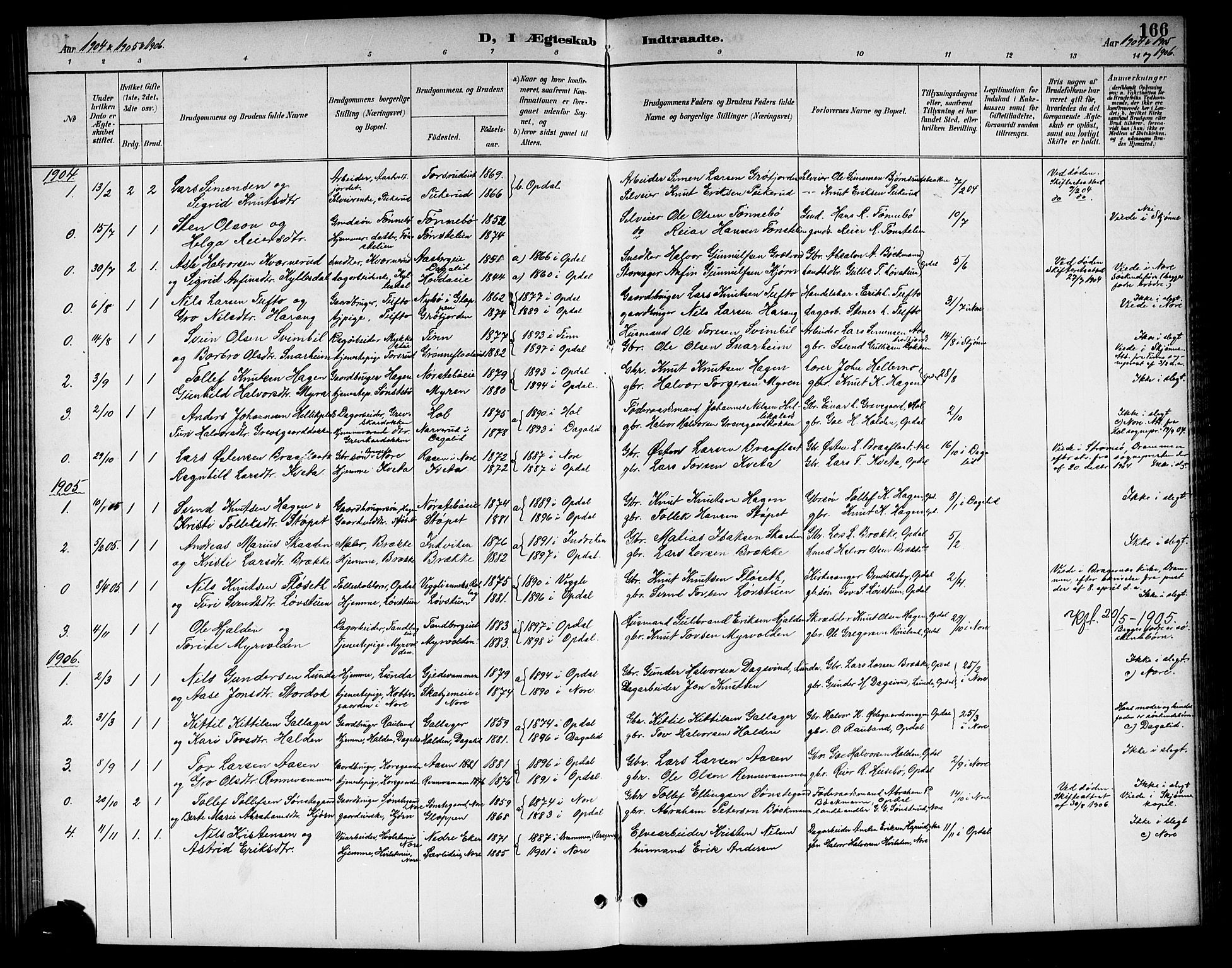 Nore kirkebøker, AV/SAKO-A-238/G/Gb/L0003: Parish register (copy) no. II 3, 1894-1923, p. 166