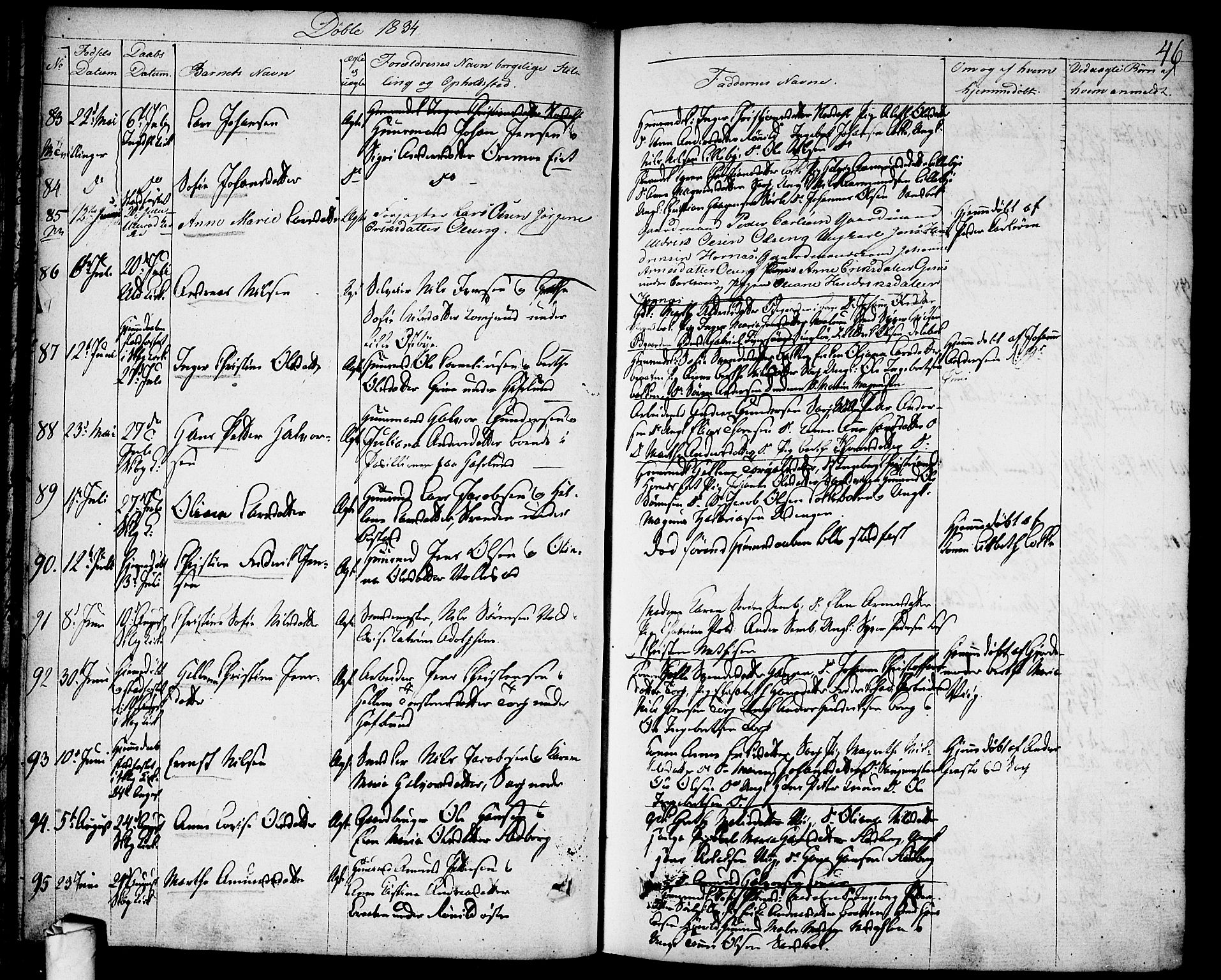 Skjeberg prestekontor Kirkebøker, AV/SAO-A-10923/F/Fa/L0005: Parish register (official) no. I 5, 1830-1845, p. 46