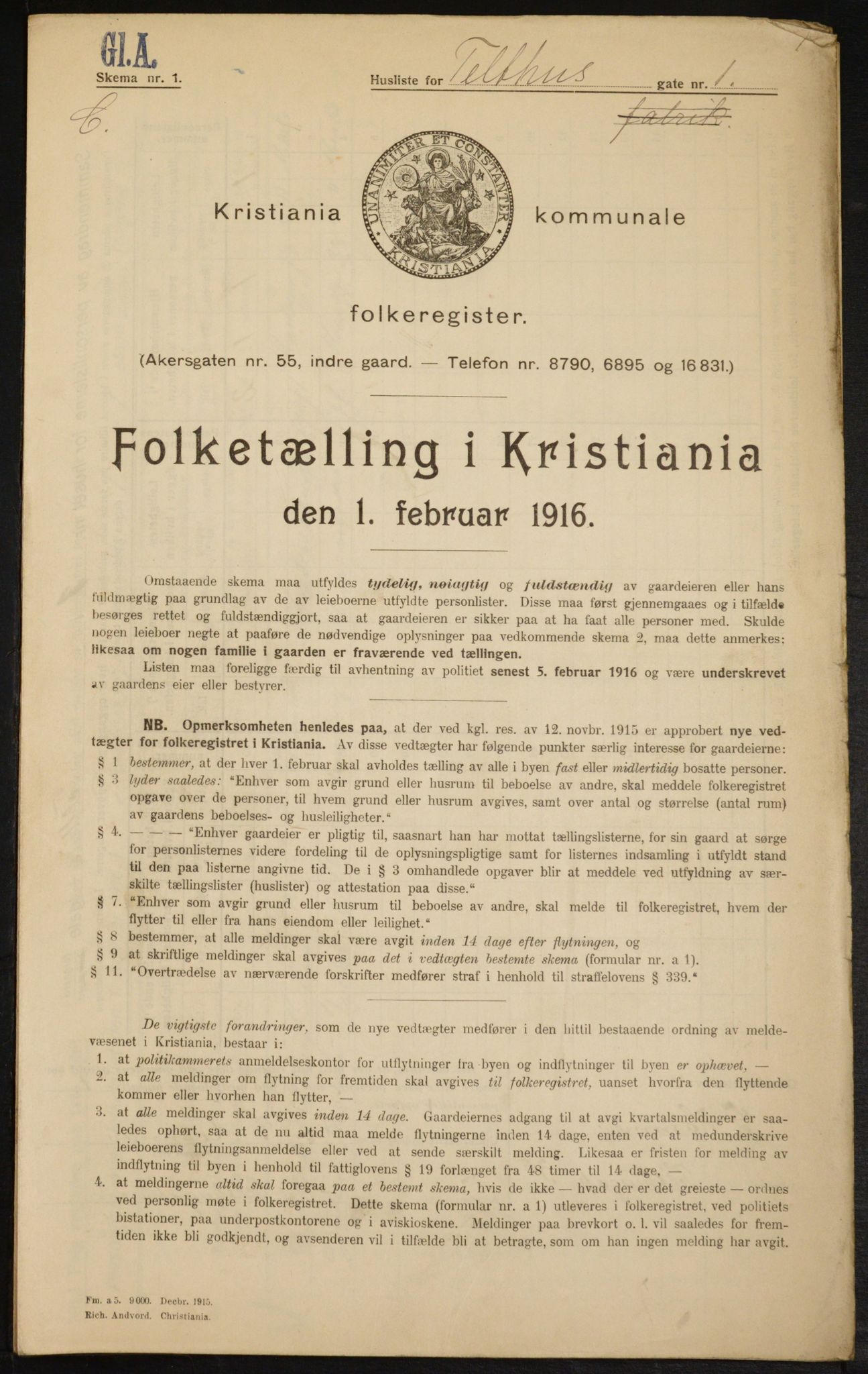 OBA, Municipal Census 1916 for Kristiania, 1916, p. 110502