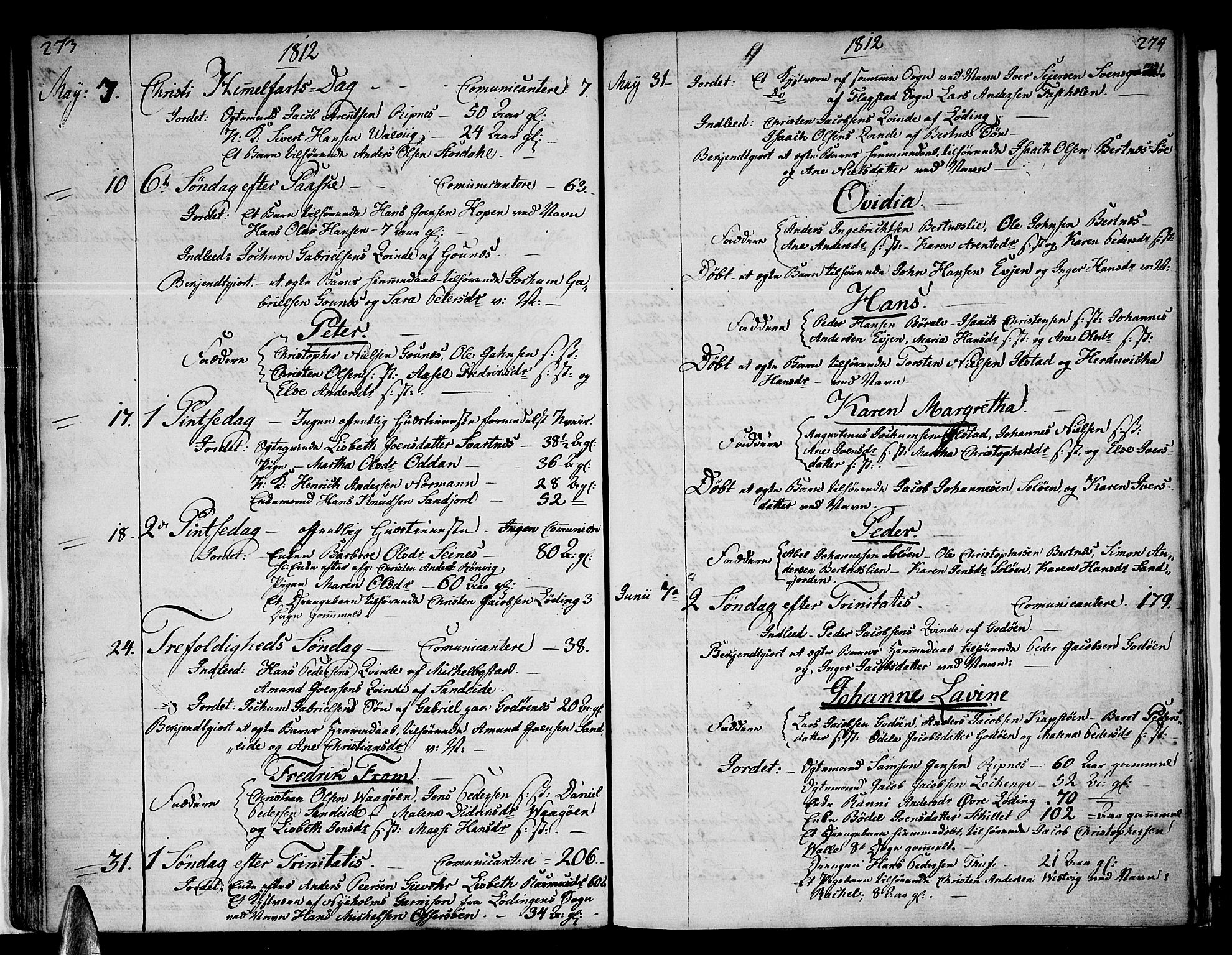Ministerialprotokoller, klokkerbøker og fødselsregistre - Nordland, AV/SAT-A-1459/801/L0004: Parish register (official) no. 801A04, 1796-1817, p. 273-274
