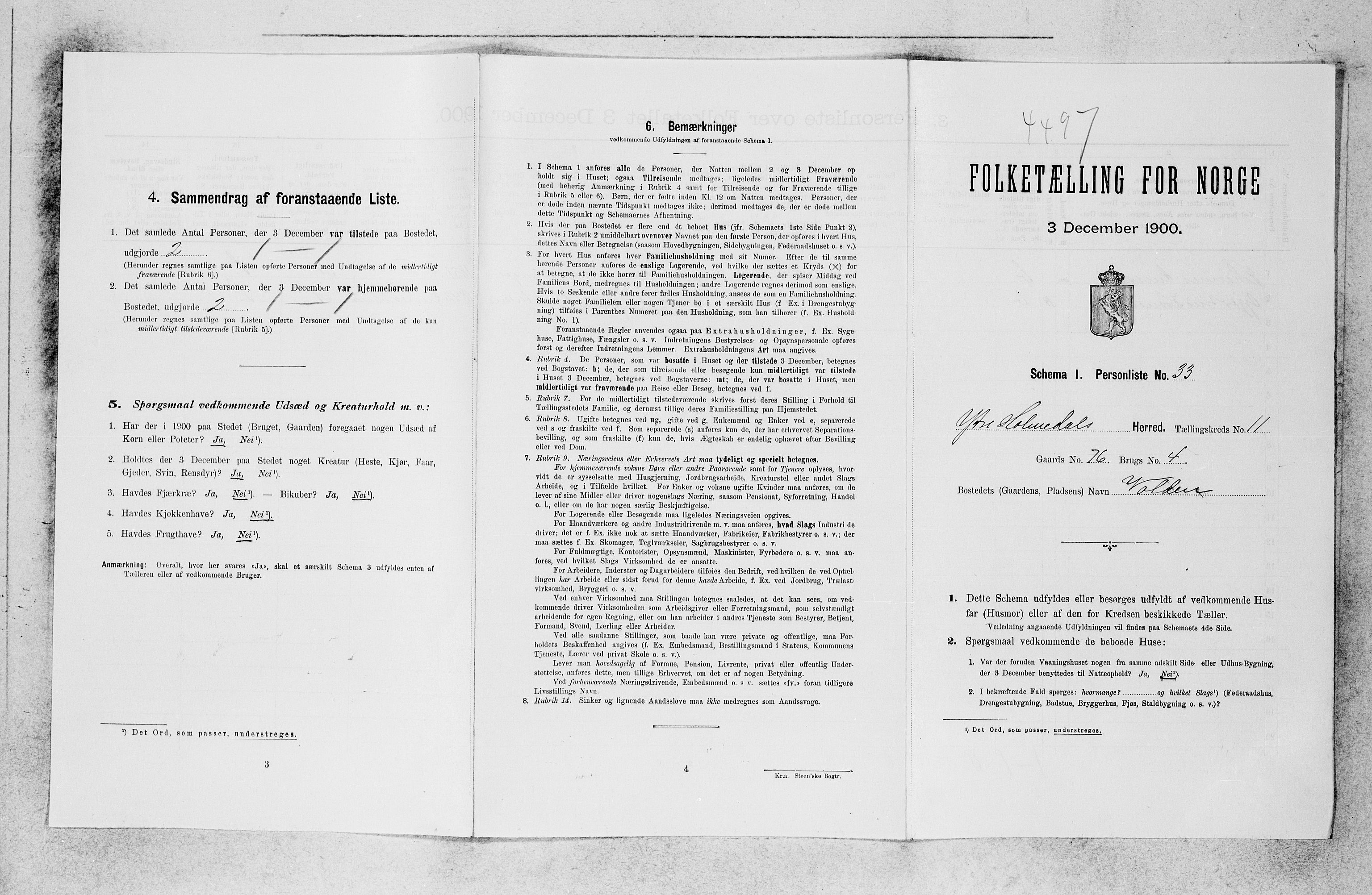 SAB, 1900 census for Ytre Holmedal, 1900, p. 883