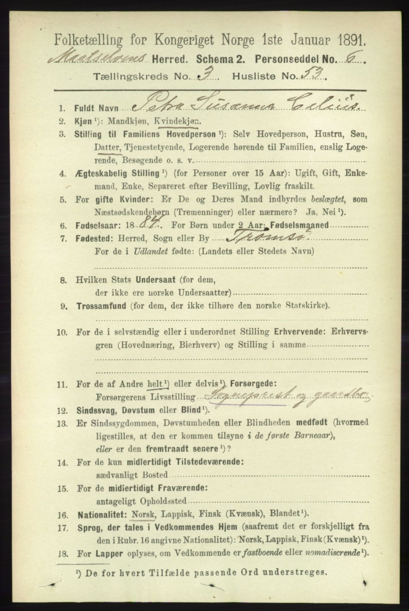 RA, 1891 census for 1924 Målselv, 1891, p. 959