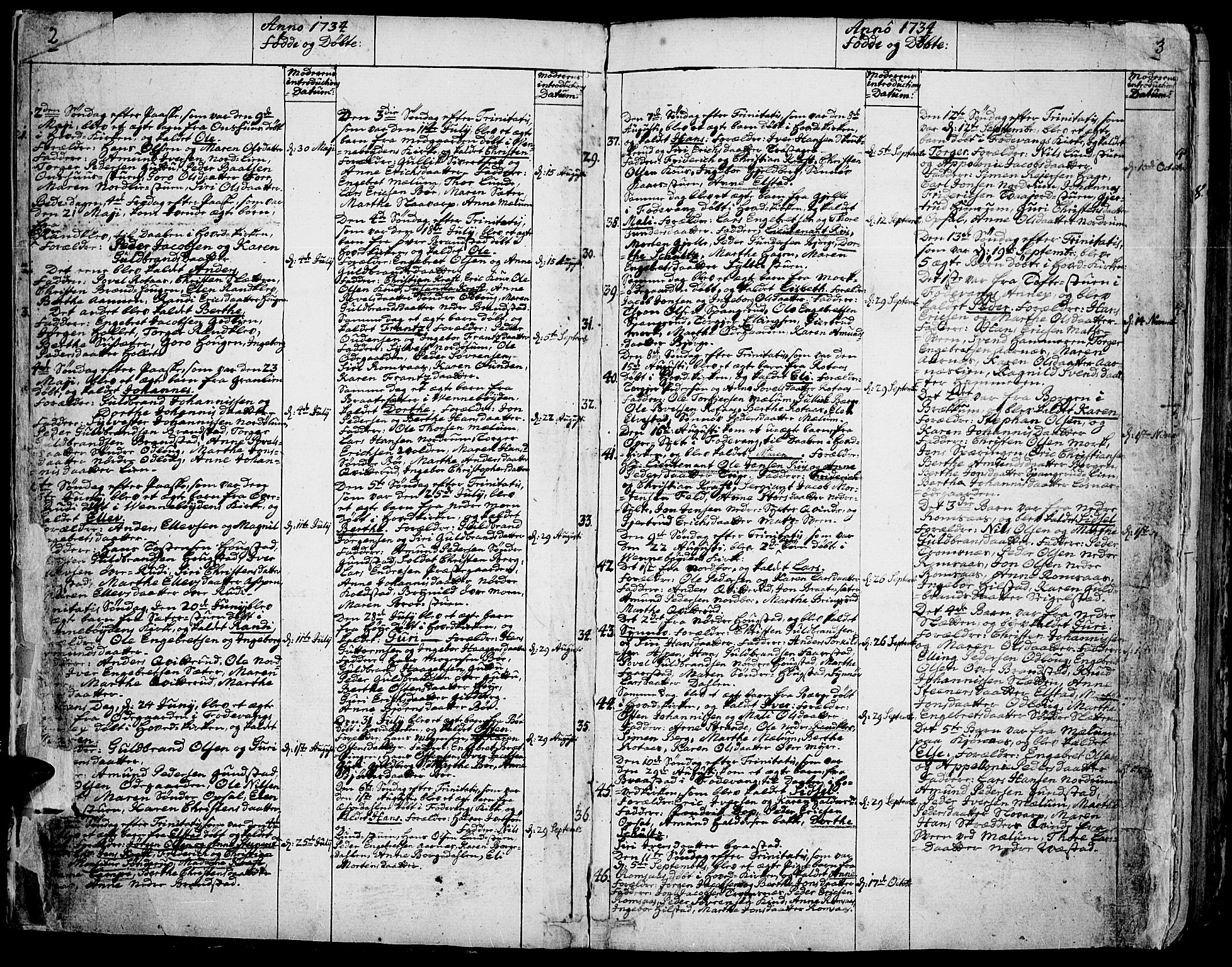 Ringebu prestekontor, SAH/PREST-082/H/Ha/Haa/L0002: Parish register (official) no. 2, 1734-1780, p. 2-3
