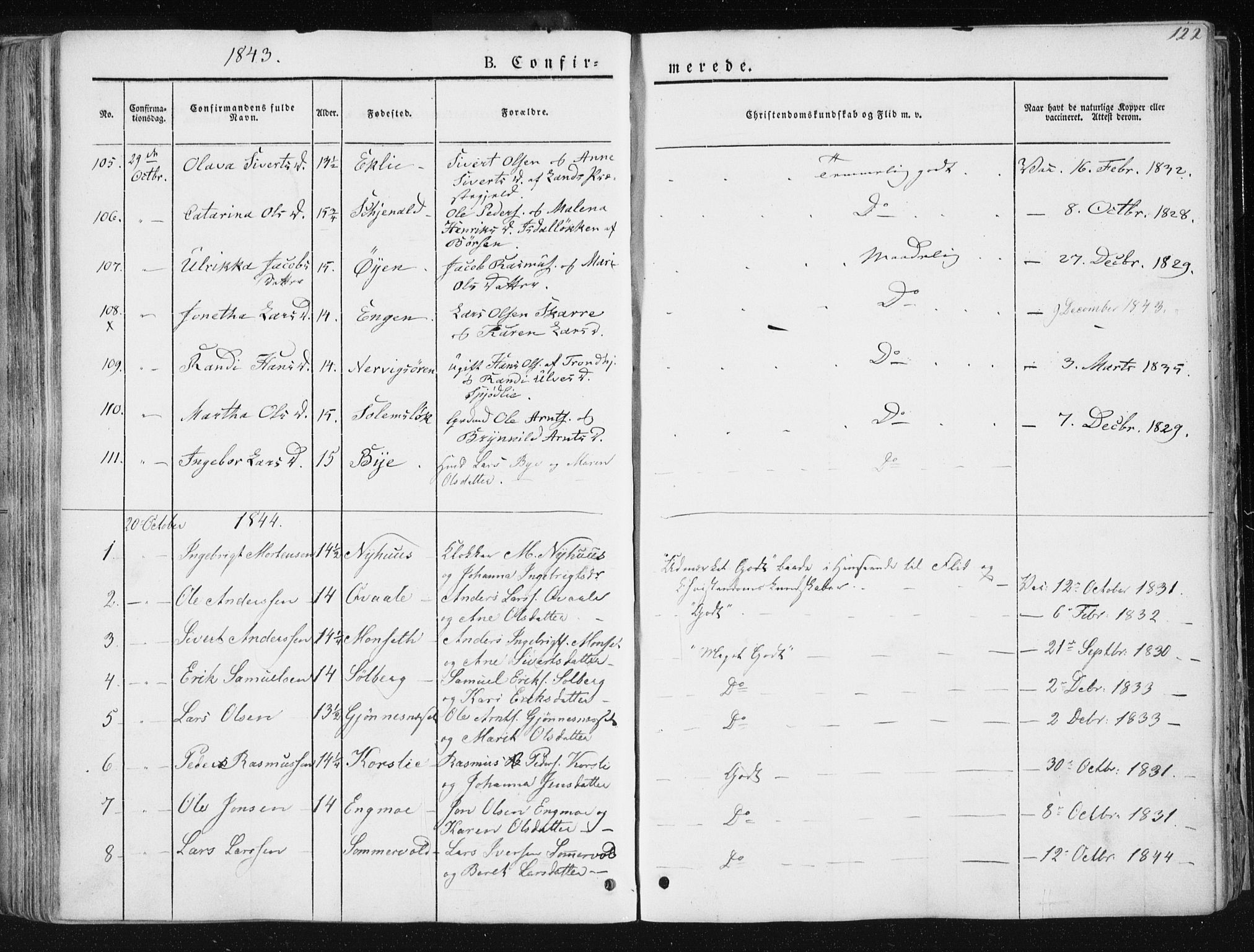 Ministerialprotokoller, klokkerbøker og fødselsregistre - Sør-Trøndelag, SAT/A-1456/668/L0805: Parish register (official) no. 668A05, 1840-1853, p. 122