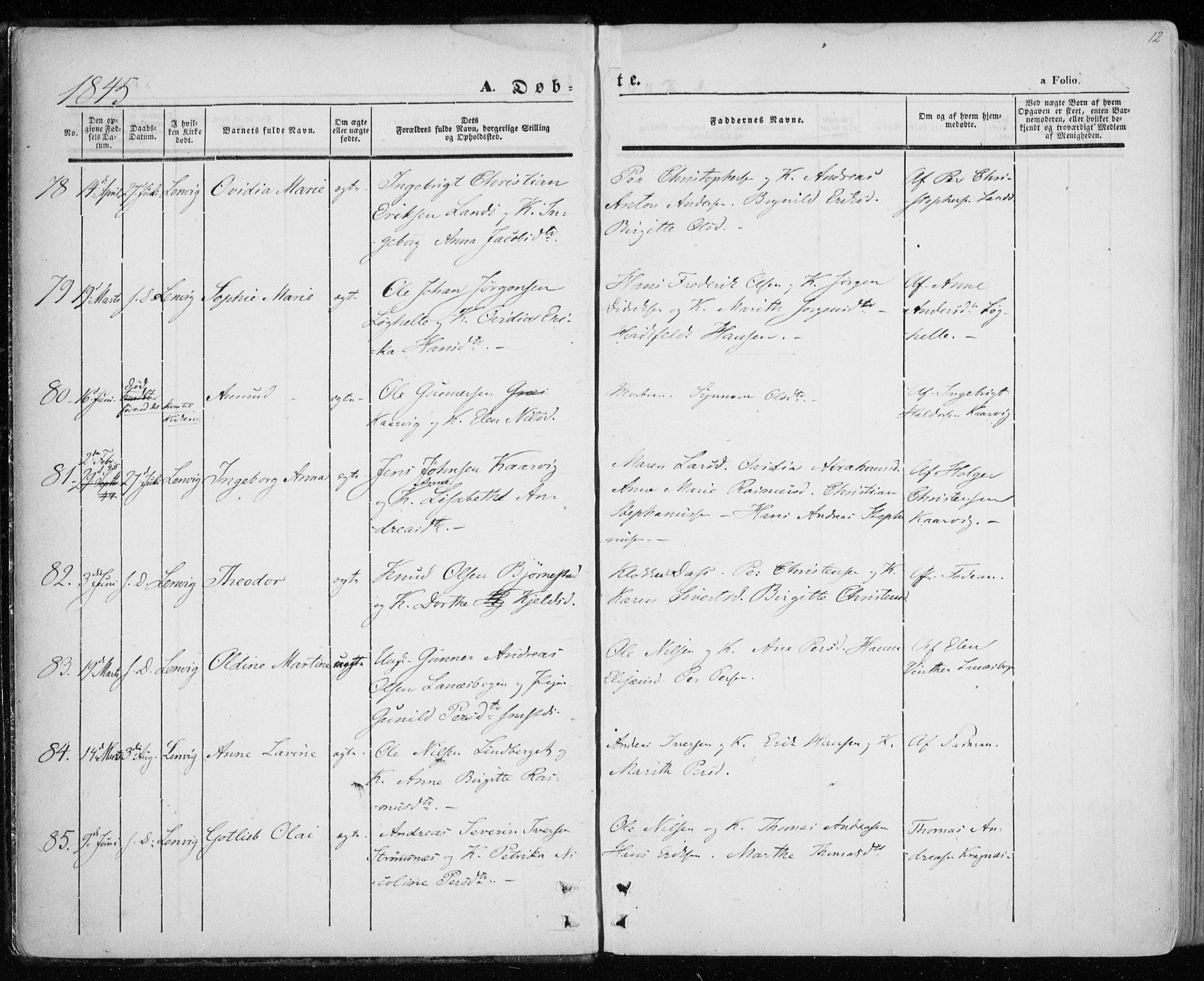 Lenvik sokneprestembete, AV/SATØ-S-1310/H/Ha/Haa/L0006kirke: Parish register (official) no. 6, 1845-1854, p. 12