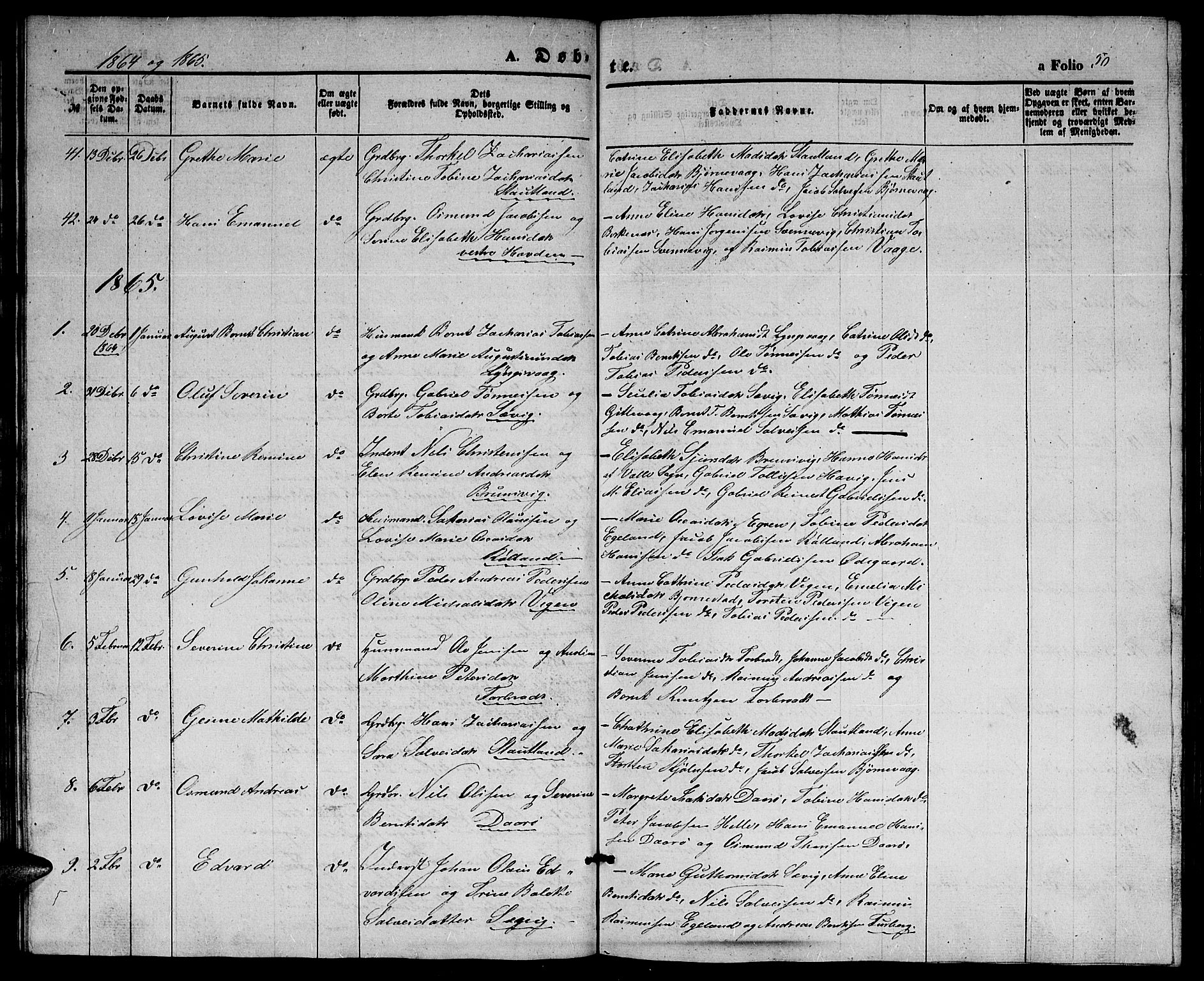 Herad sokneprestkontor, SAK/1111-0018/F/Fb/Fbb/L0002: Parish register (copy) no. B 2, 1853-1871, p. 50