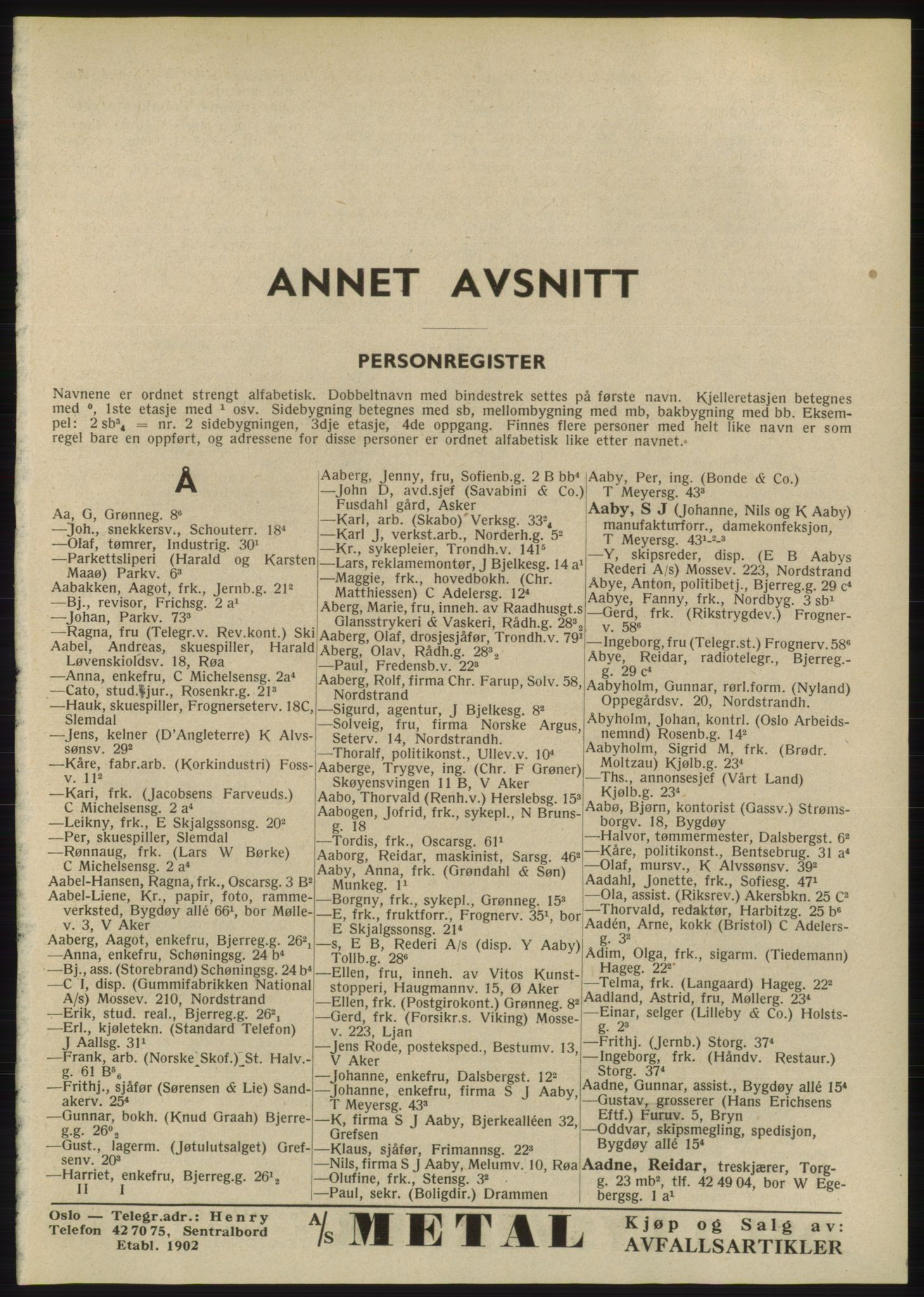 Kristiania/Oslo adressebok, PUBL/-, 1947, p. 41