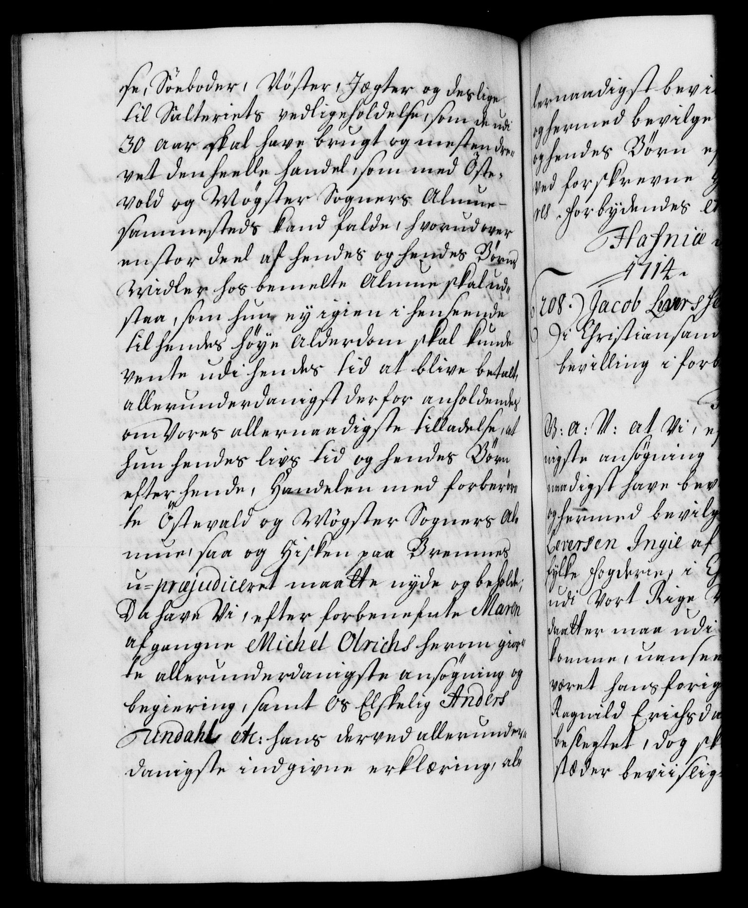 Danske Kanselli 1572-1799, AV/RA-EA-3023/F/Fc/Fca/Fcaa/L0021: Norske registre, 1712-1715, p. 385b