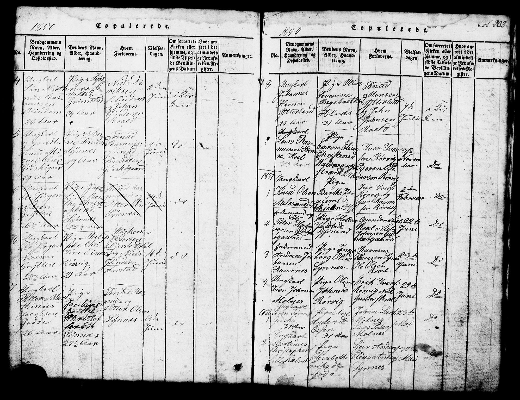 Ministerialprotokoller, klokkerbøker og fødselsregistre - Møre og Romsdal, SAT/A-1454/537/L0520: Parish register (copy) no. 537C01, 1819-1868, p. 203
