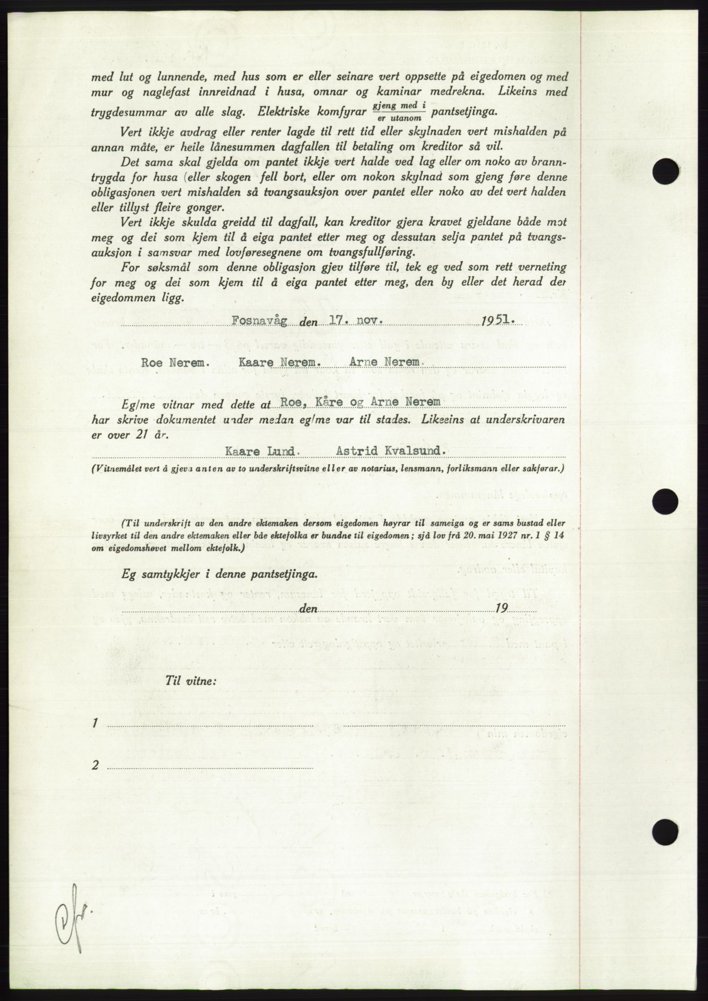 Søre Sunnmøre sorenskriveri, AV/SAT-A-4122/1/2/2C/L0120: Mortgage book no. 8B, 1951-1951, Diary no: : 2328/1951
