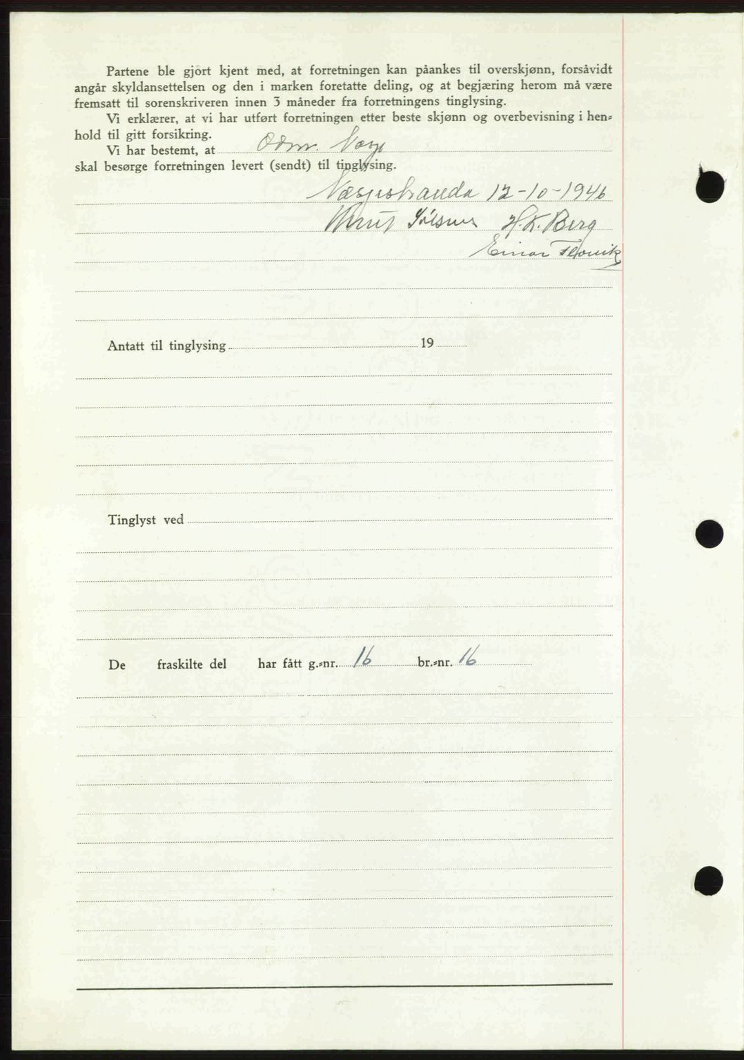 Romsdal sorenskriveri, AV/SAT-A-4149/1/2/2C: Mortgage book no. A21, 1946-1946, Diary no: : 2231/1946