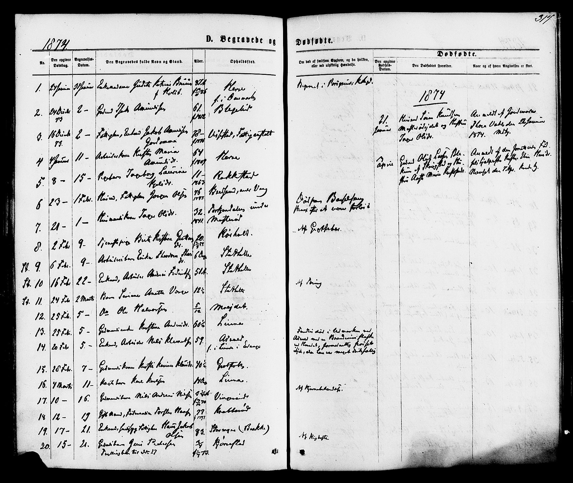Bamble kirkebøker, AV/SAKO-A-253/F/Fa/L0006: Parish register (official) no. I 6, 1869-1877, p. 317