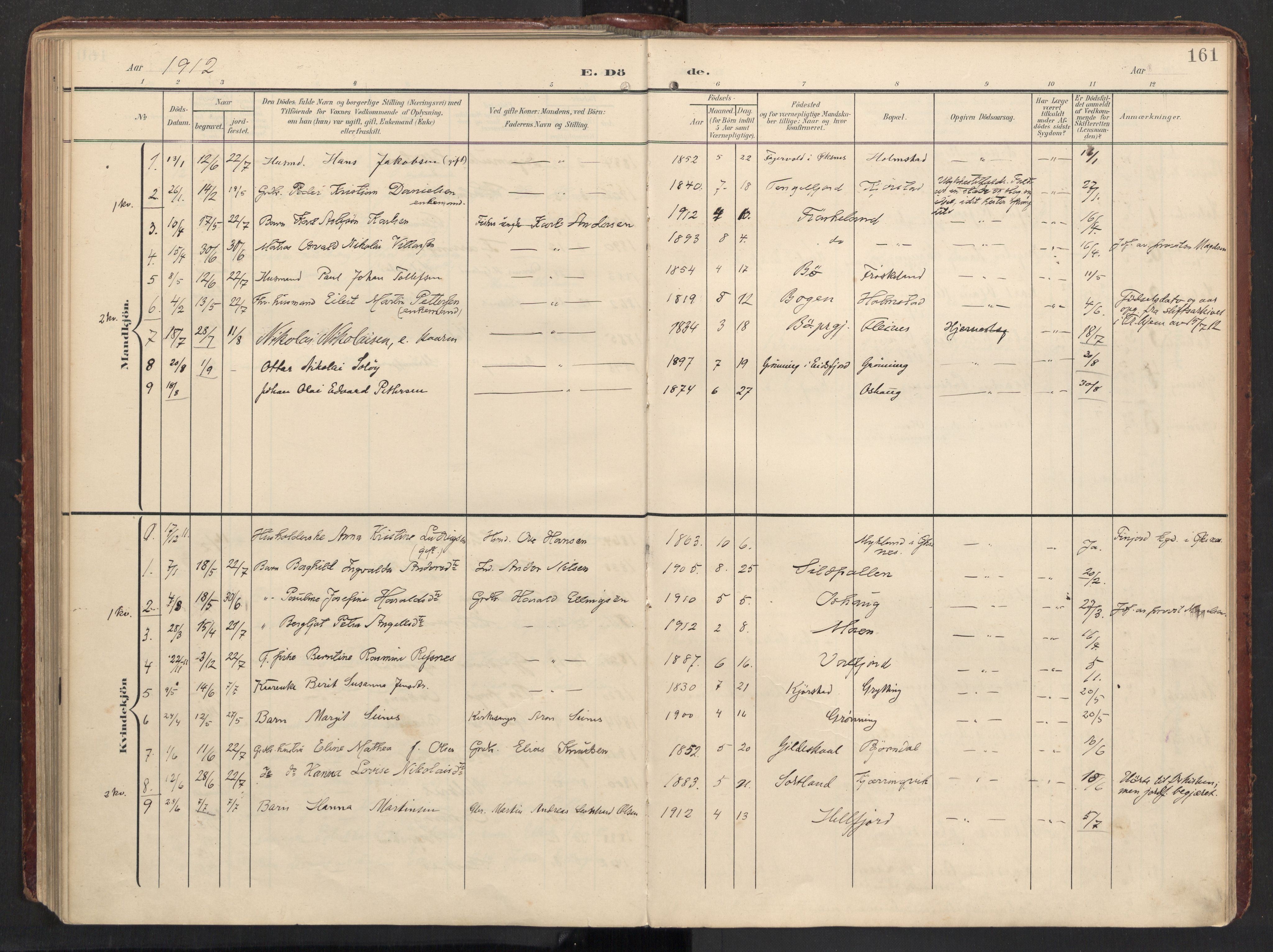 Ministerialprotokoller, klokkerbøker og fødselsregistre - Nordland, SAT/A-1459/890/L1287: Parish register (official) no. 890A02, 1903-1915, p. 161