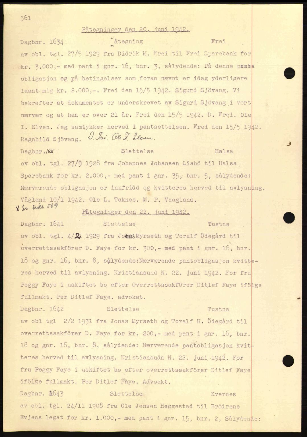 Nordmøre sorenskriveri, AV/SAT-A-4132/1/2/2Ca: Mortgage book no. C81, 1940-1945, Diary no: : 1641/1942