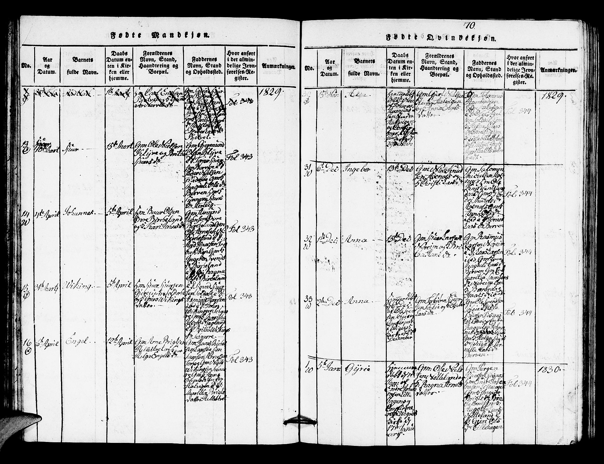 Kvam sokneprestembete, AV/SAB-A-76201/H/Hab: Parish register (copy) no. A 1, 1818-1832, p. 70