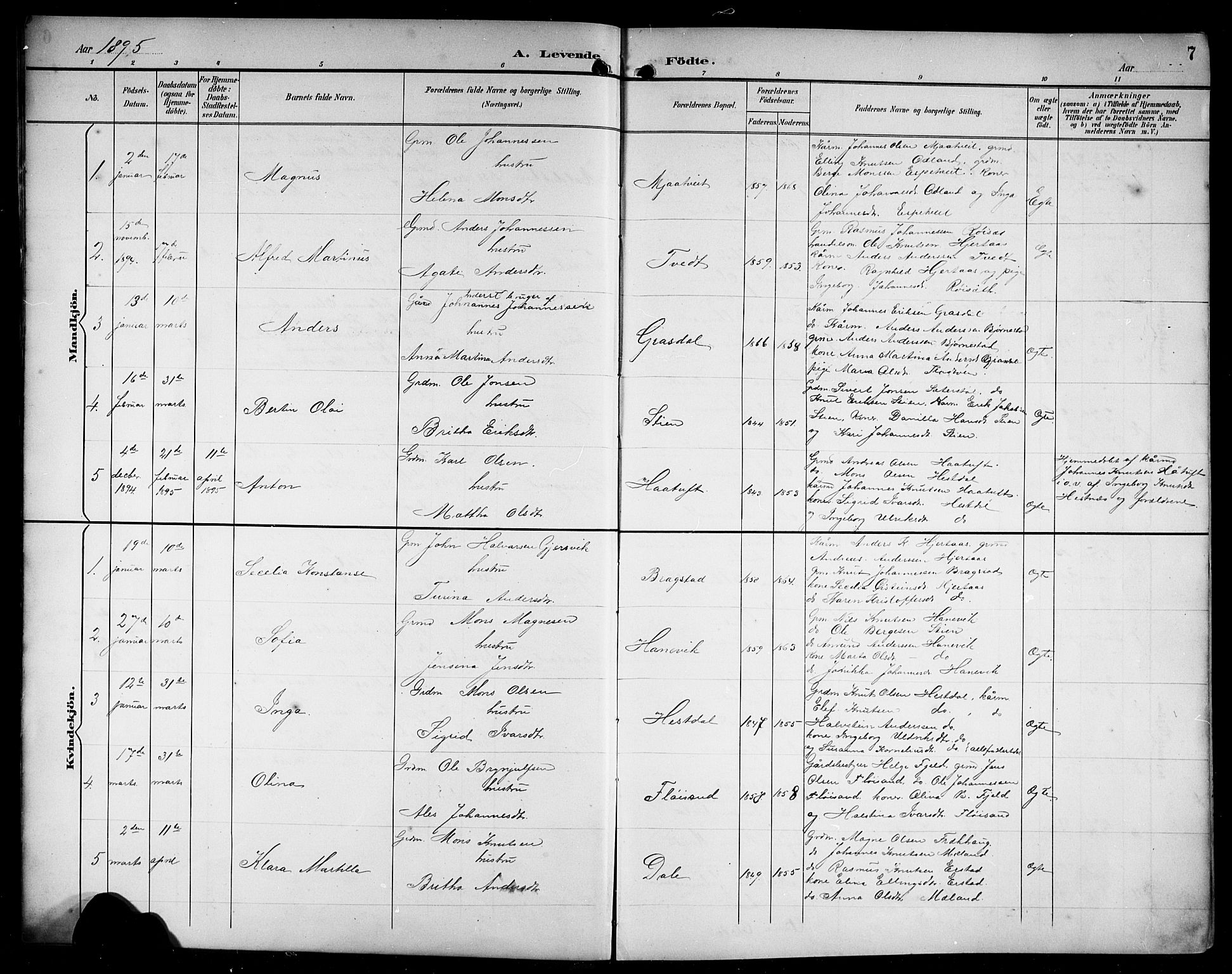 Alversund Sokneprestembete, SAB/A-73901/H/Ha/Hab: Parish register (copy) no. C 4, 1894-1924, p. 7