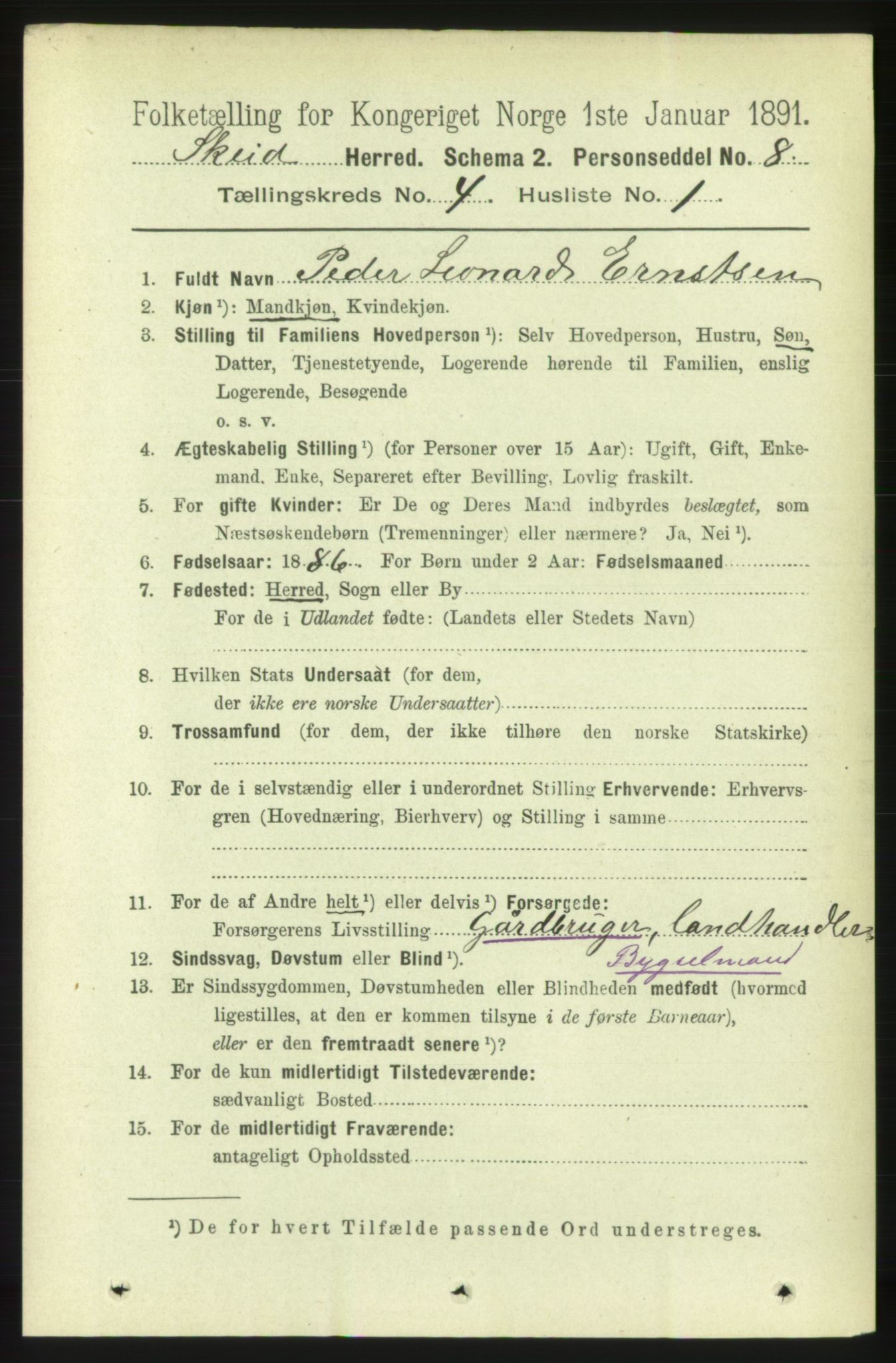 RA, 1891 census for 1732 Skei, 1891, p. 1364