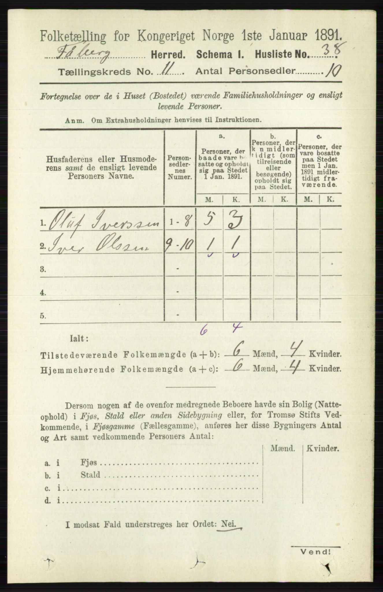 RA, 1891 census for 0524 Fåberg, 1891, p. 4486