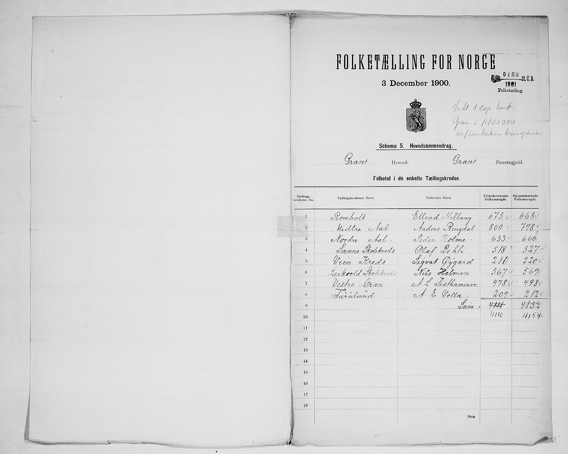 SAH, 1900 census for Gran, 1900, p. 3