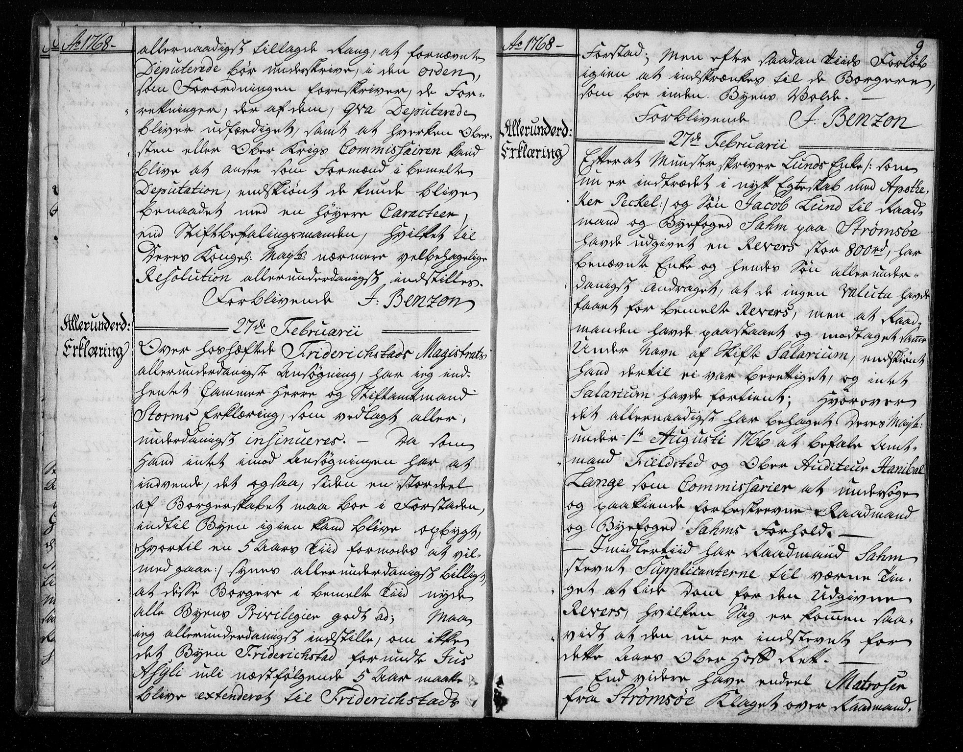 Stattholderembetet 1572-1771, AV/RA-EA-2870/Bf/L0007: Stattholderprotokoll (allmenn kopibok), 1768-1769, p. 8b-9a