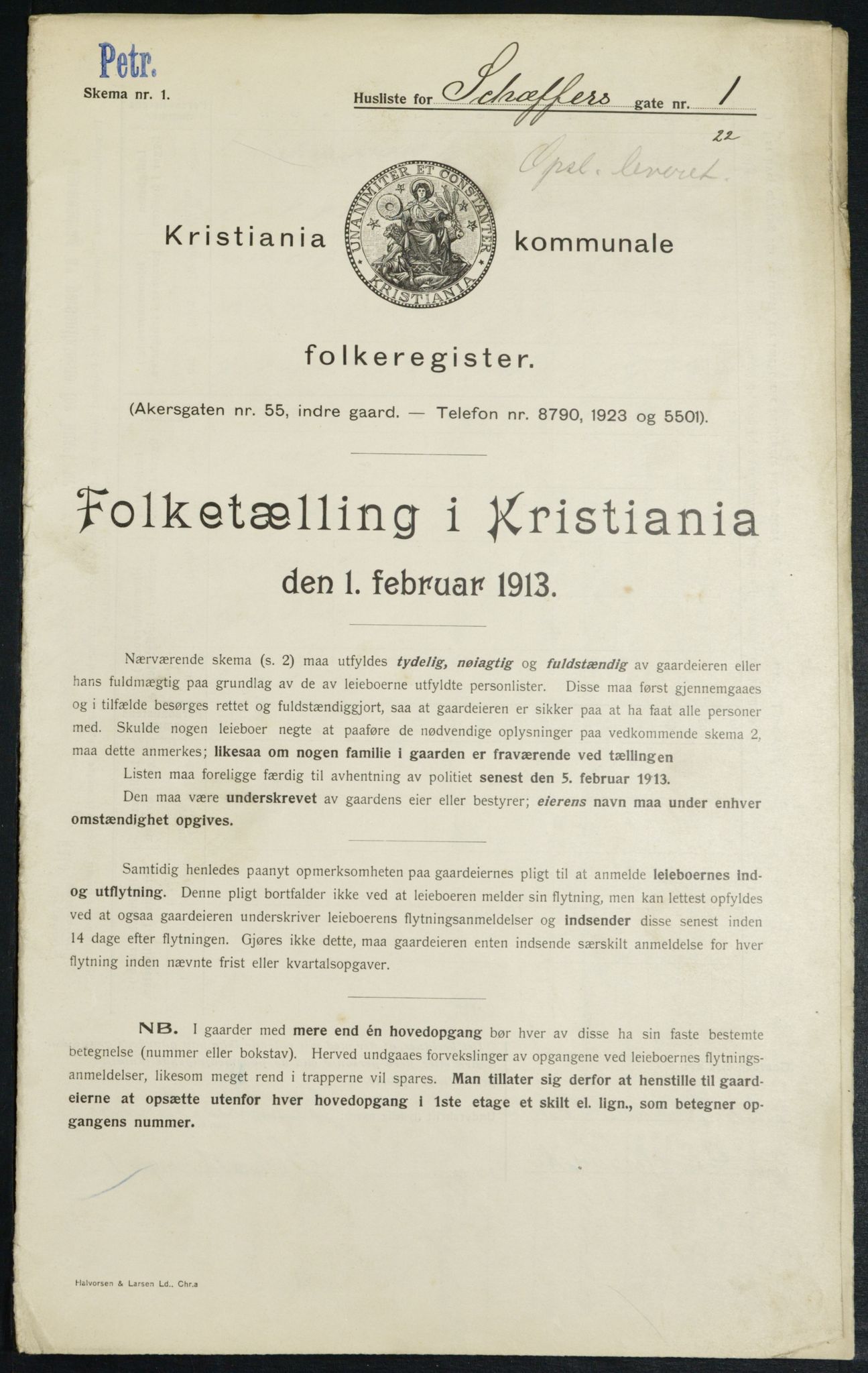 OBA, Municipal Census 1913 for Kristiania, 1913, p. 92931