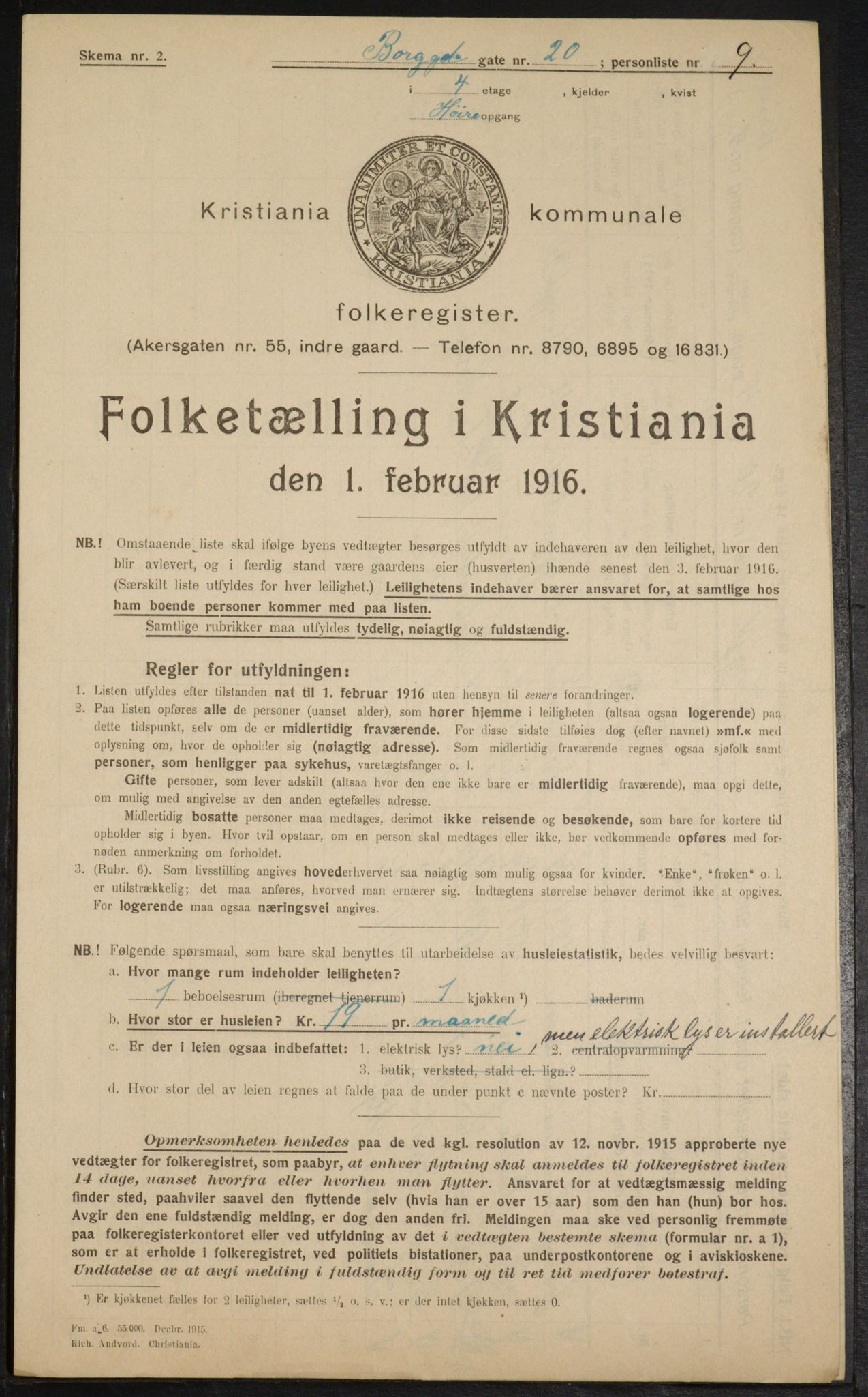 OBA, Municipal Census 1916 for Kristiania, 1916, p. 8113