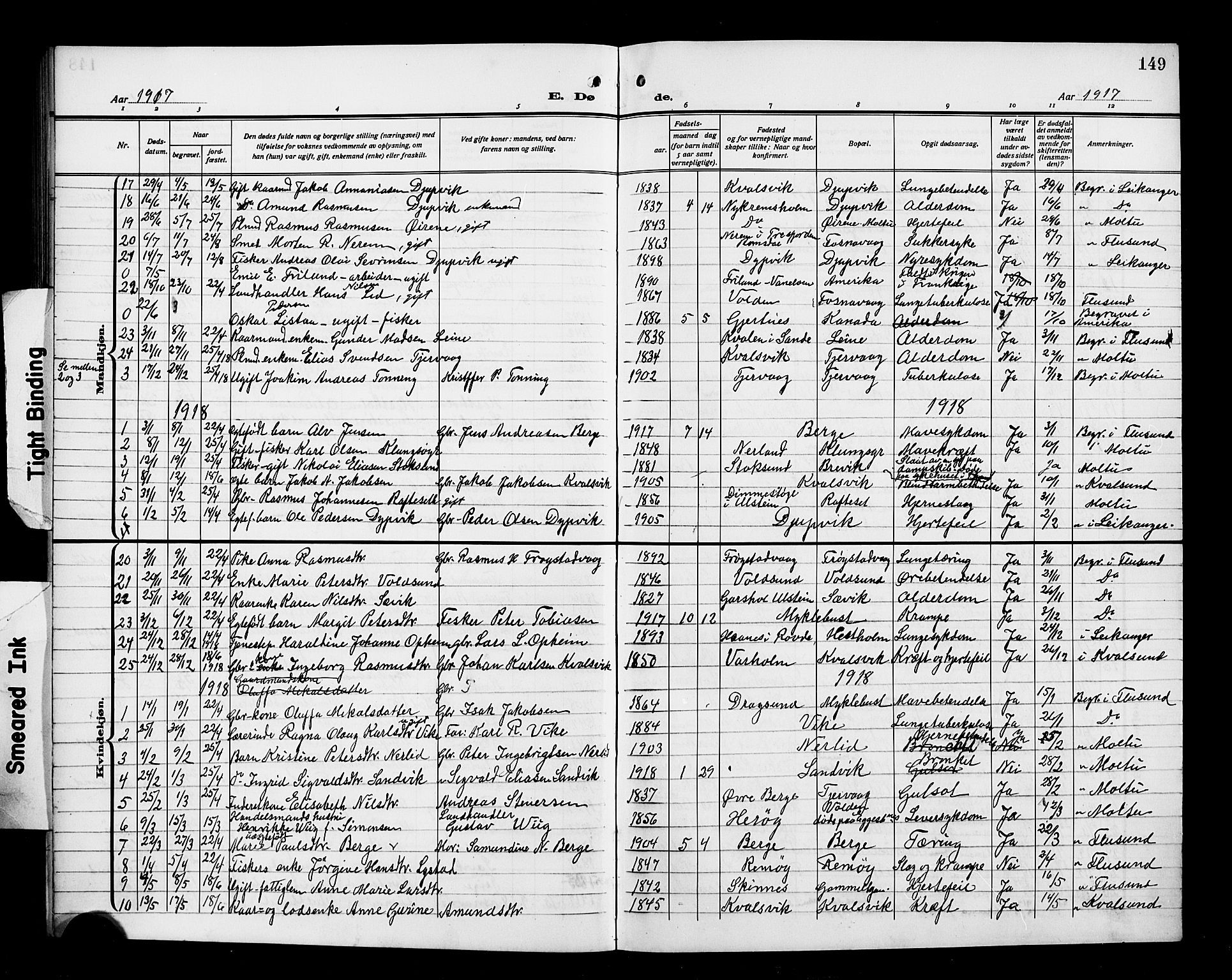 Ministerialprotokoller, klokkerbøker og fødselsregistre - Møre og Romsdal, AV/SAT-A-1454/507/L0083: Parish register (copy) no. 507C06, 1912-1919, p. 149