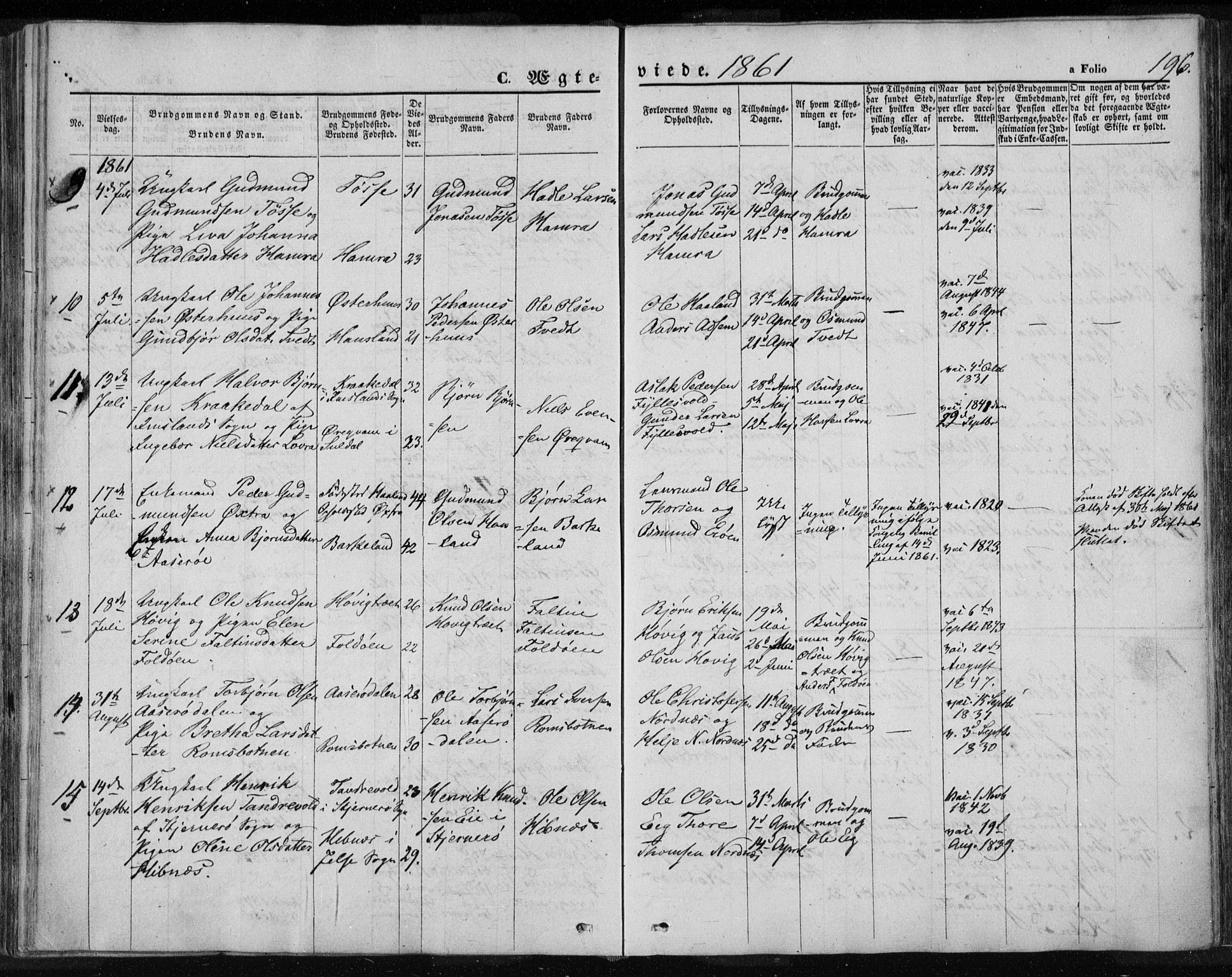 Jelsa sokneprestkontor, AV/SAST-A-101842/01/IV: Parish register (official) no. A 7, 1854-1866, p. 196