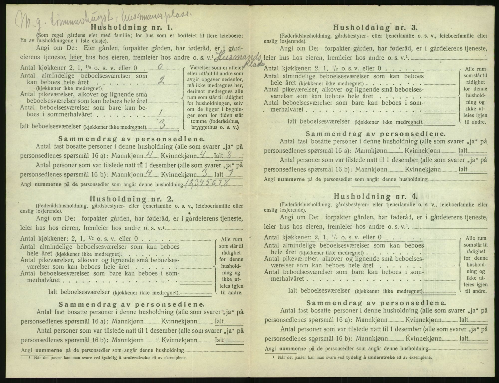 SAK, 1920 census for Vegårshei, 1920, p. 447