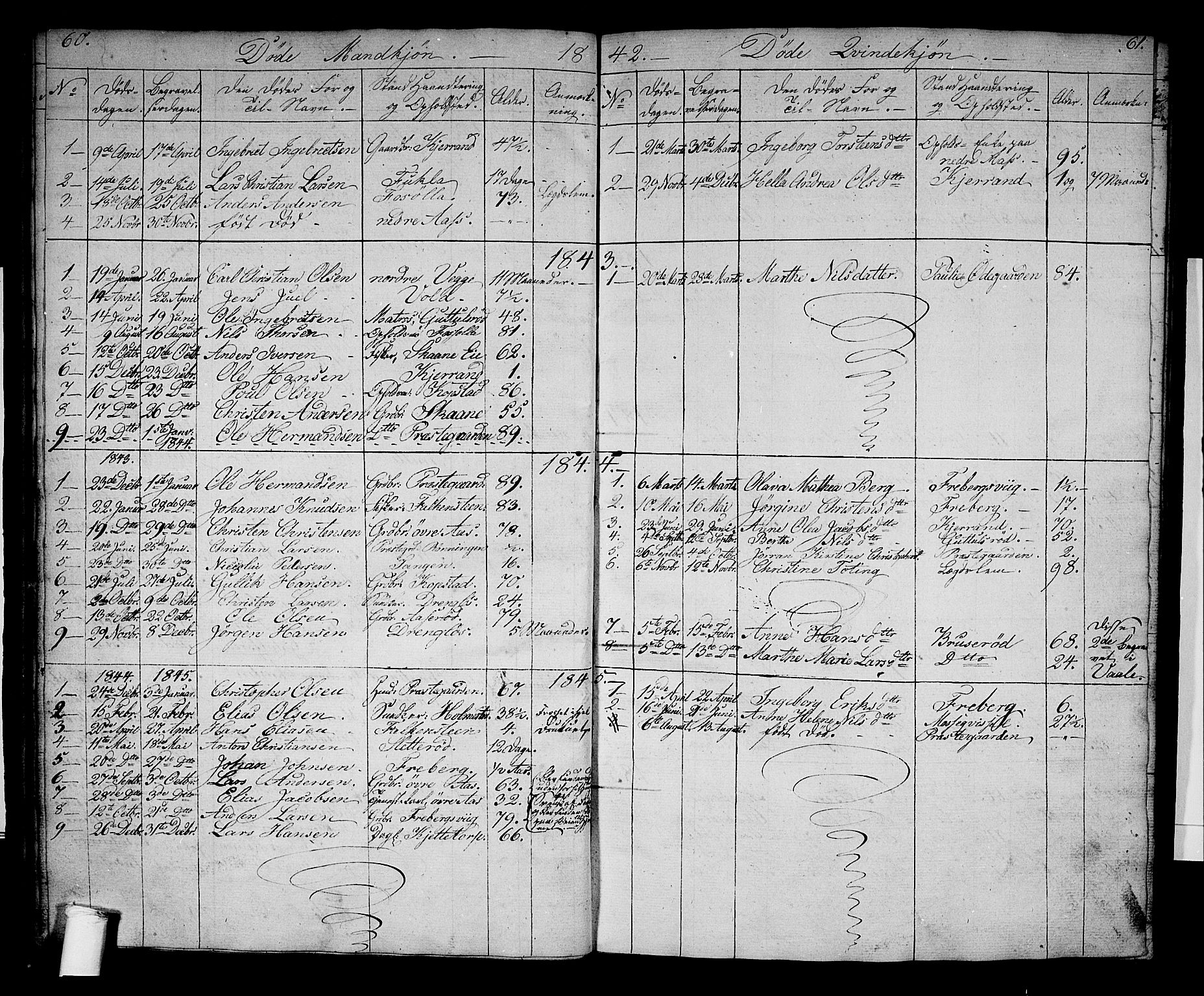 Borre kirkebøker, SAKO/A-338/G/Gb/L0001: Parish register (copy) no. II 1, 1842-1877, p. 60-61