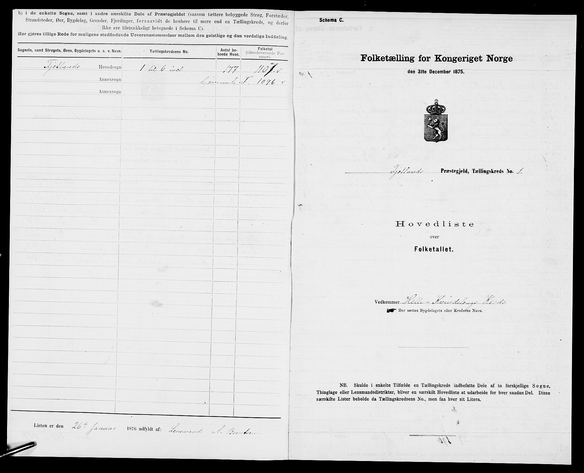 SAK, 1875 census for 1036P Fjotland, 1875, p. 3