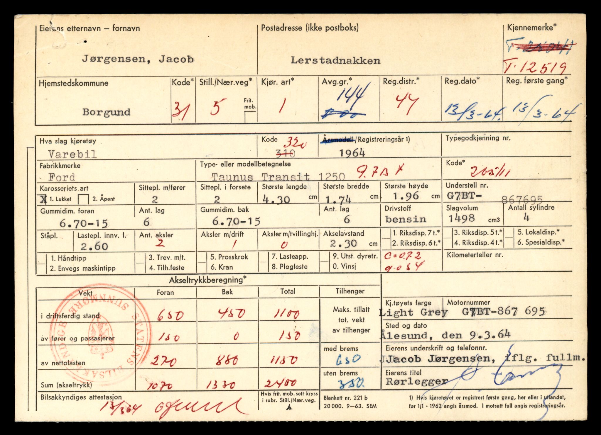 Møre og Romsdal vegkontor - Ålesund trafikkstasjon, AV/SAT-A-4099/F/Fe/L0034: Registreringskort for kjøretøy T 12500 - T 12652, 1927-1998, p. 324