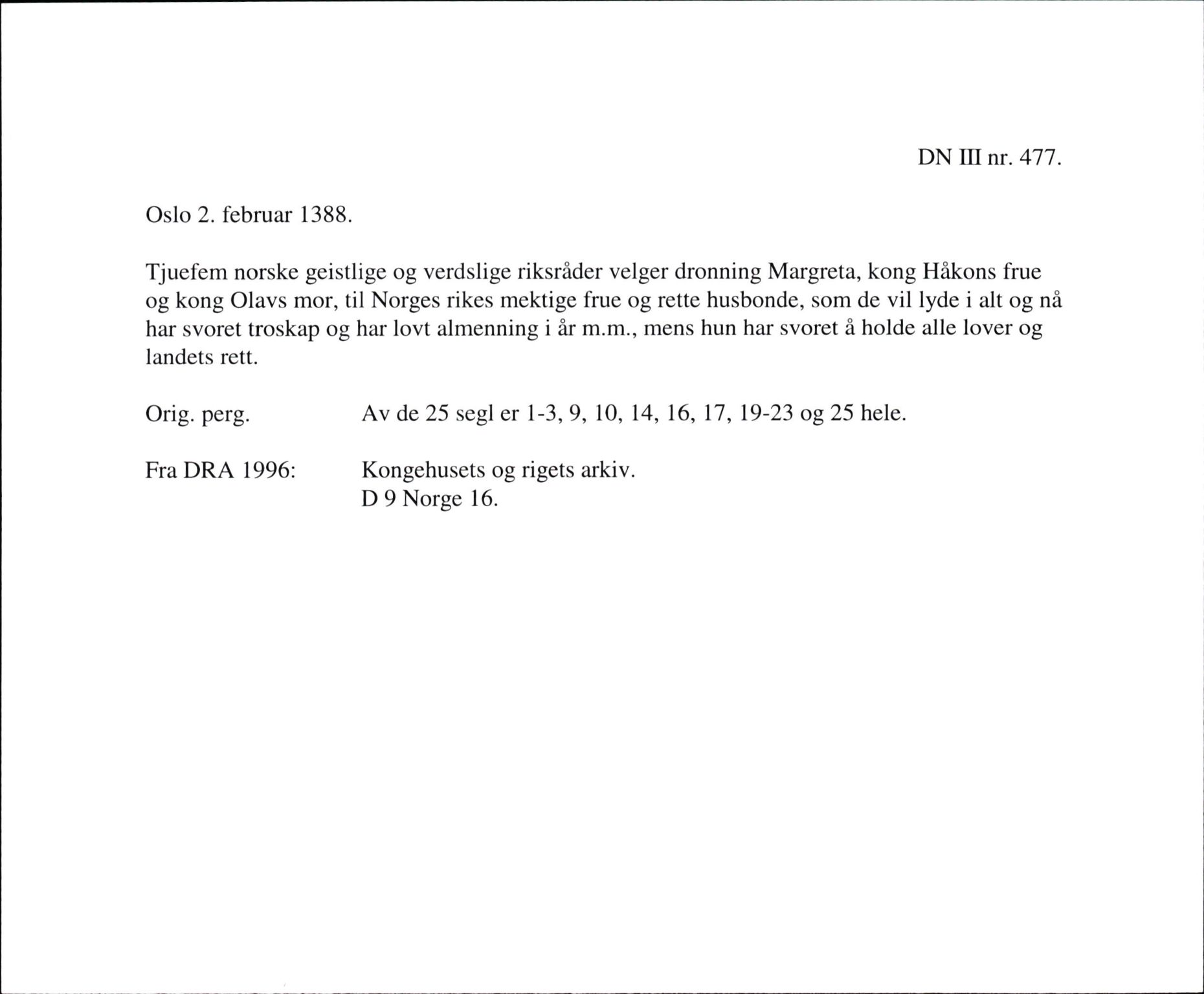 Riksarkivets diplomsamling, AV/RA-EA-5965/F35/F35f/L0001: Regestsedler: Diplomer fra DRA 1937 og 1996, p. 33