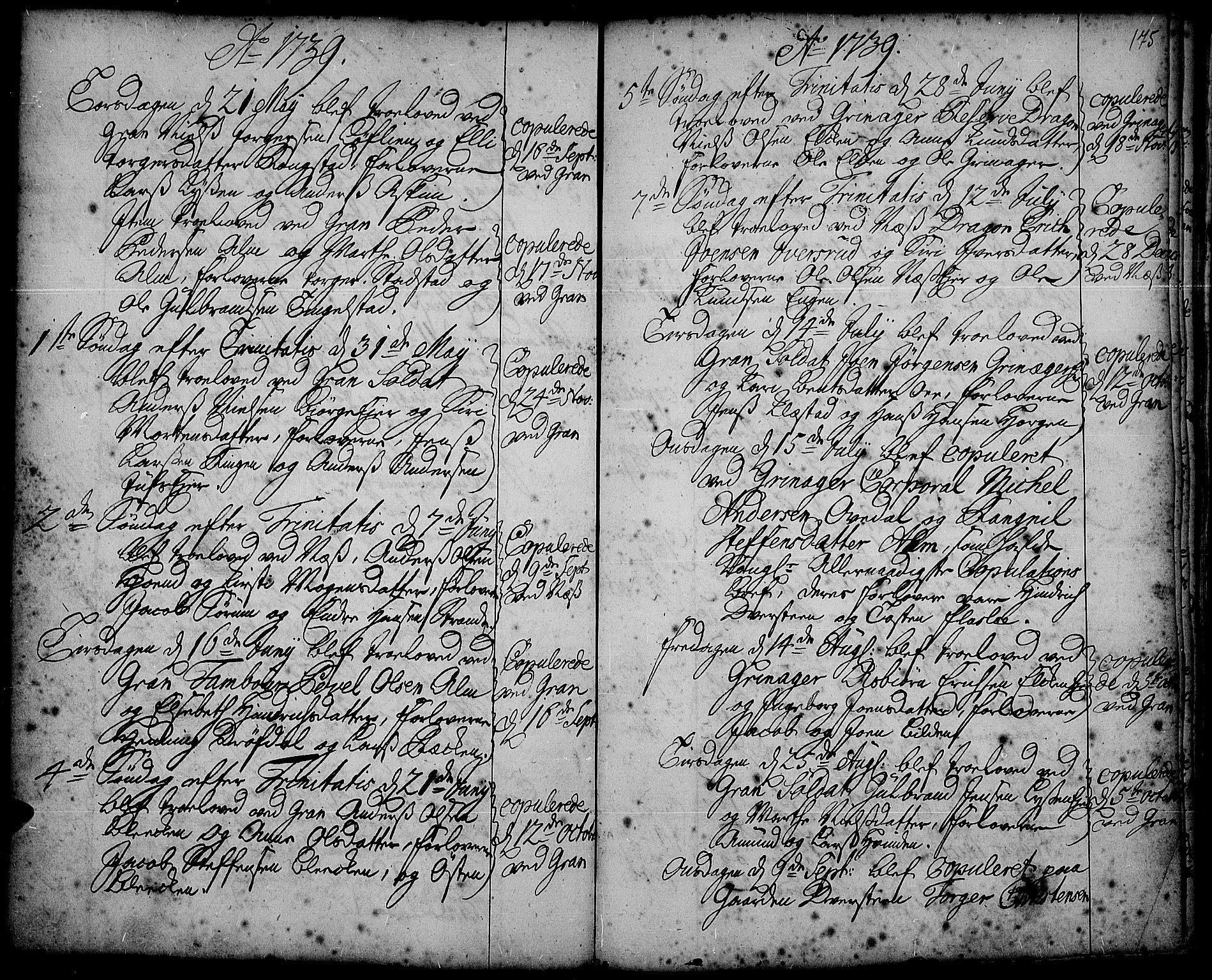 Gran prestekontor, AV/SAH-PREST-112/H/Ha/Haa/L0002: Parish register (official) no. 2, 1732-1744, p. 175