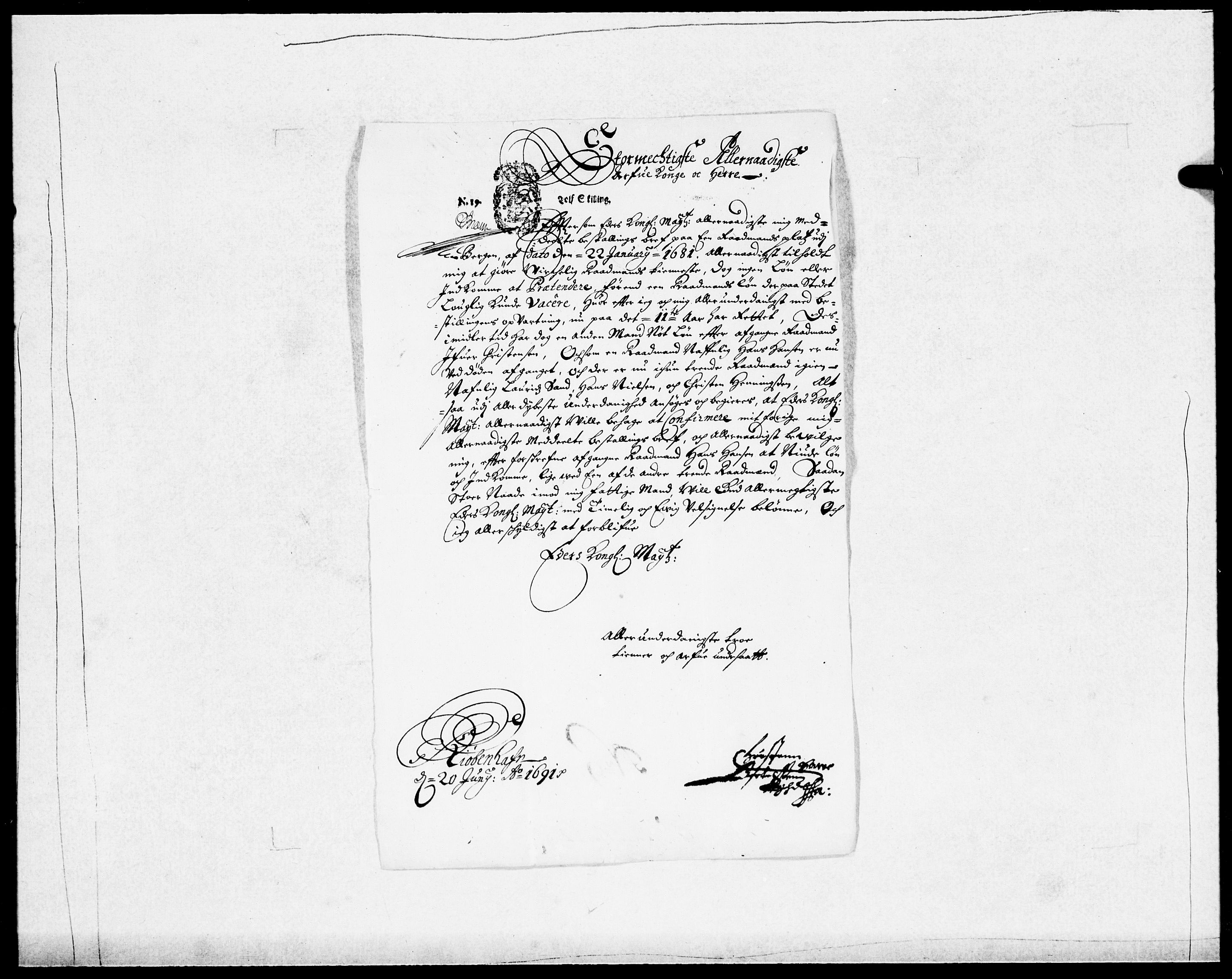 Danske Kanselli 1572-1799, AV/RA-EA-3023/F/Fc/Fcc/Fcca/L0044: Norske innlegg 1572-1799, 1690-1691, p. 281