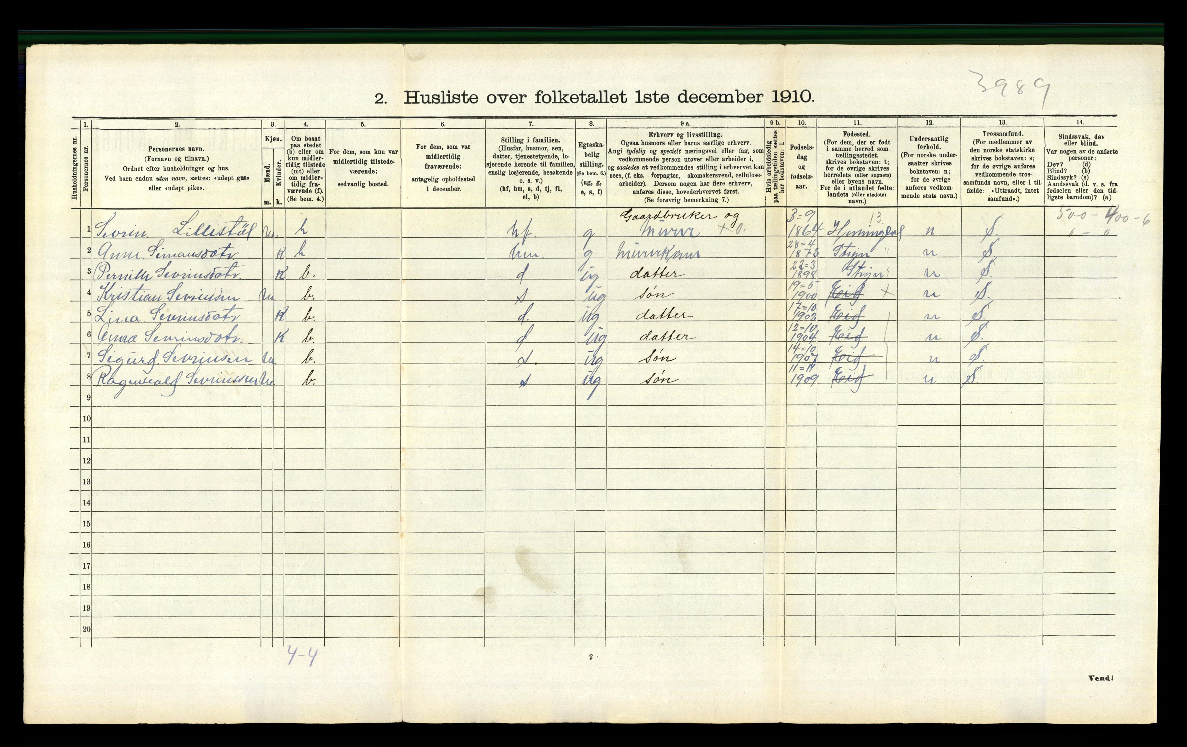 RA, 1910 census for Eid, 1910, p. 118