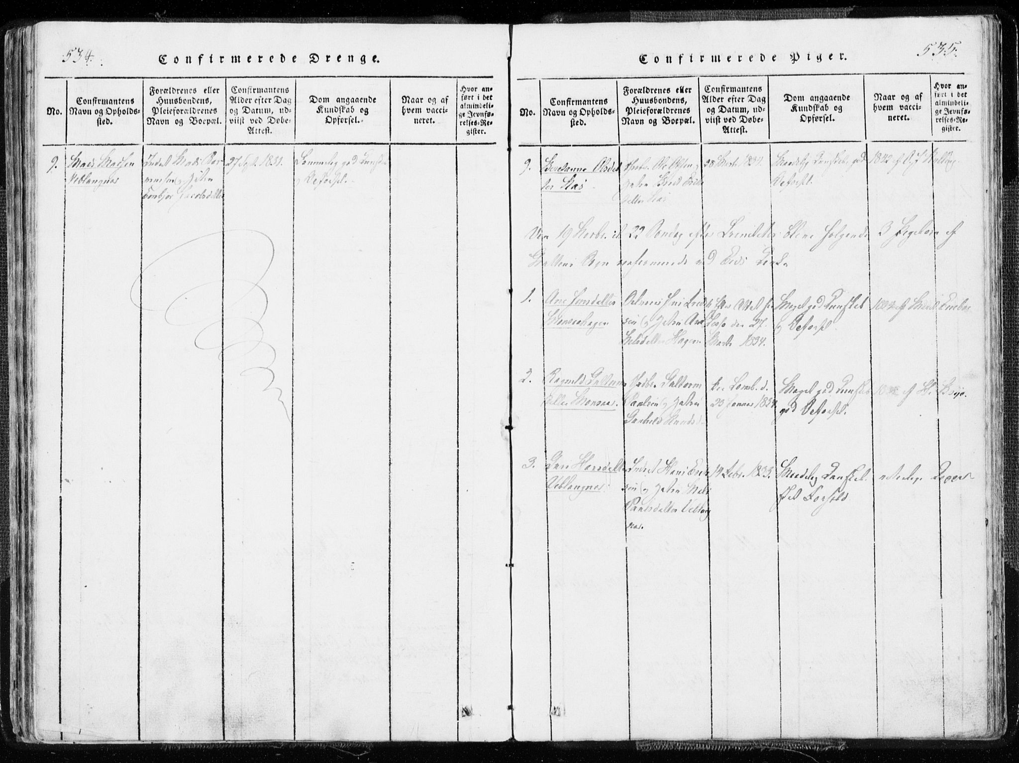 Ministerialprotokoller, klokkerbøker og fødselsregistre - Møre og Romsdal, AV/SAT-A-1454/544/L0571: Parish register (official) no. 544A04, 1818-1853, p. 534-535