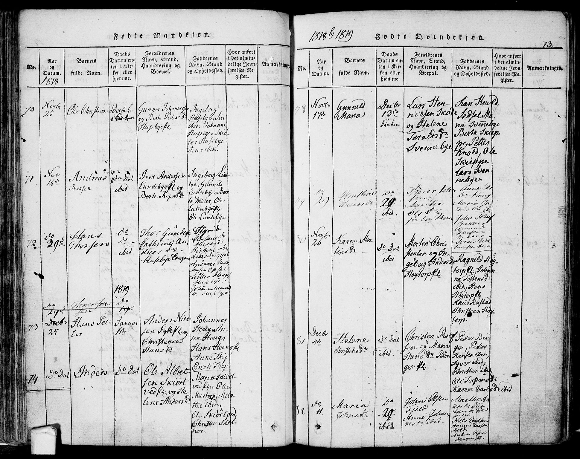 Eidsberg prestekontor Kirkebøker, AV/SAO-A-10905/F/Fa/L0007: Parish register (official) no. I 7, 1814-1832, p. 73