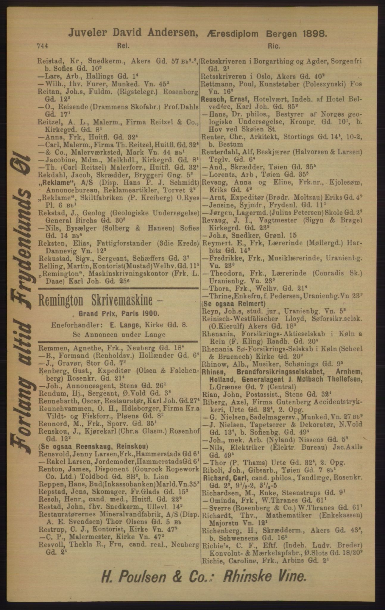 Kristiania/Oslo adressebok, PUBL/-, 1906, p. 744