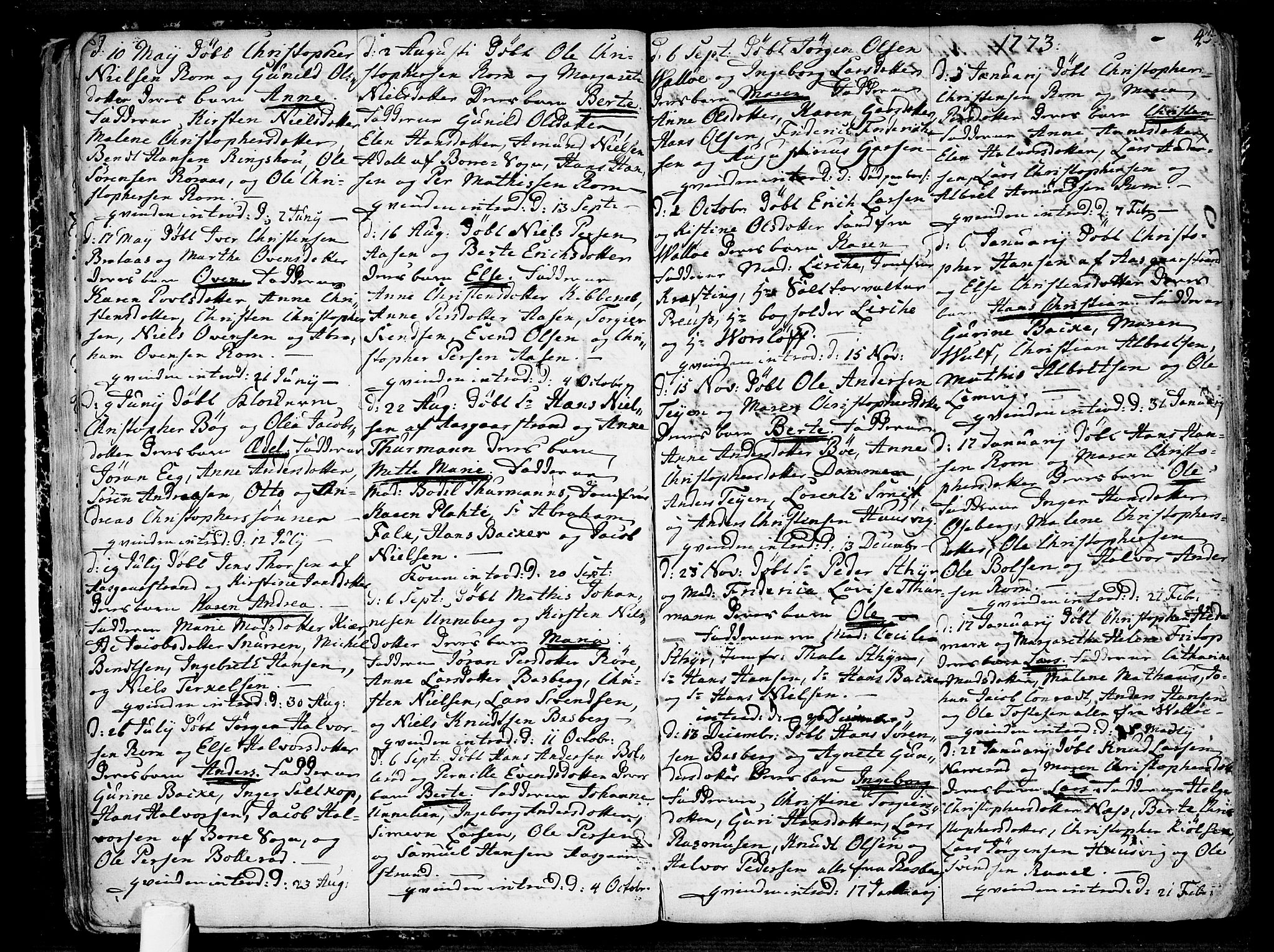 Sem kirkebøker, AV/SAKO-A-5/F/Fb/L0002: Parish register (official) no. II 2, 1764-1792, p. 43