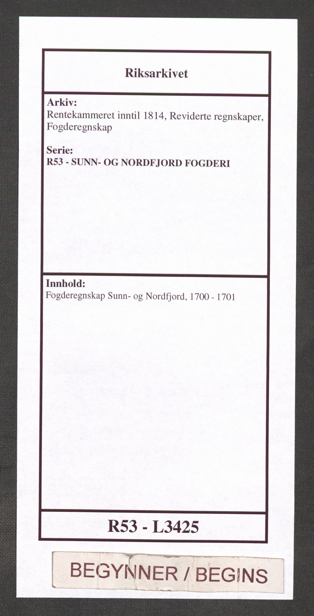 Rentekammeret inntil 1814, Reviderte regnskaper, Fogderegnskap, AV/RA-EA-4092/R53/L3425: Fogderegnskap Sunn- og Nordfjord, 1700-1701, p. 1