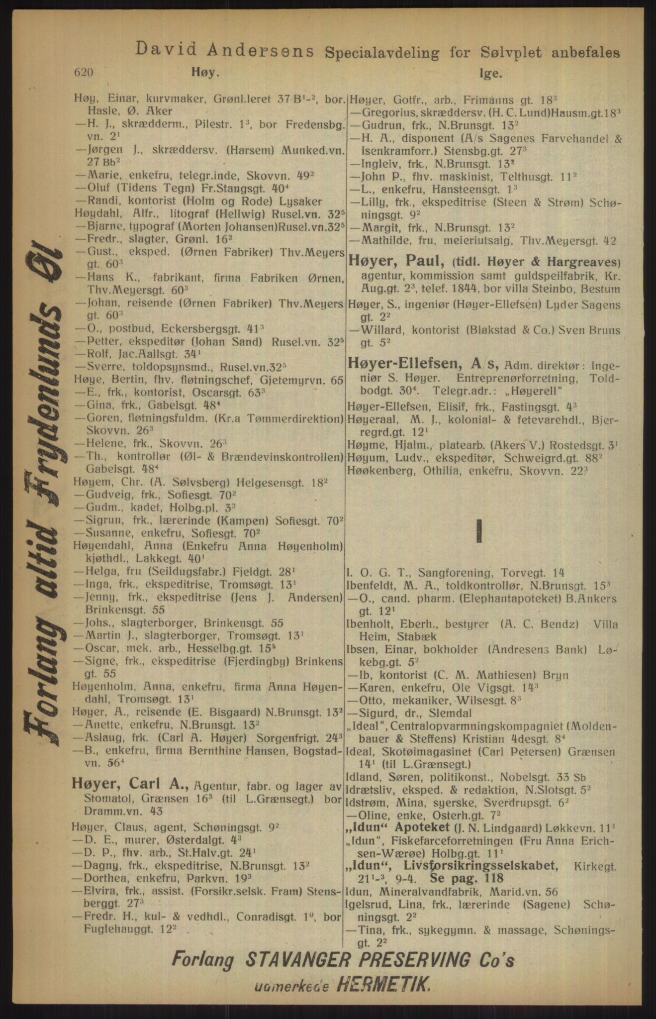 Kristiania/Oslo adressebok, PUBL/-, 1915, p. 620
