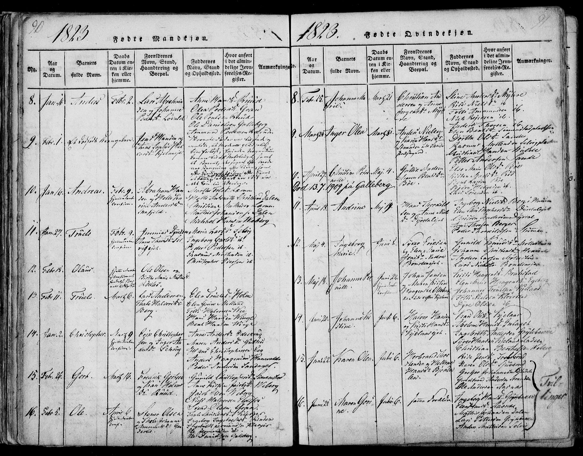 Sande Kirkebøker, SAKO/A-53/F/Fa/L0003: Parish register (official) no. 3, 1814-1847, p. 90-91