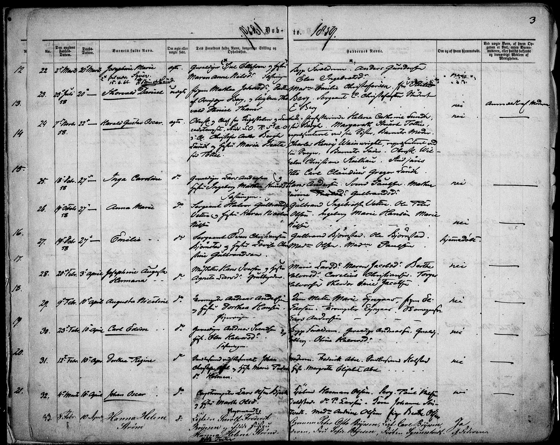 Garnisonsmenigheten Kirkebøker, SAO/A-10846/F/Fa/L0010: Parish register (official) no. 10, 1859-1869, p. 3