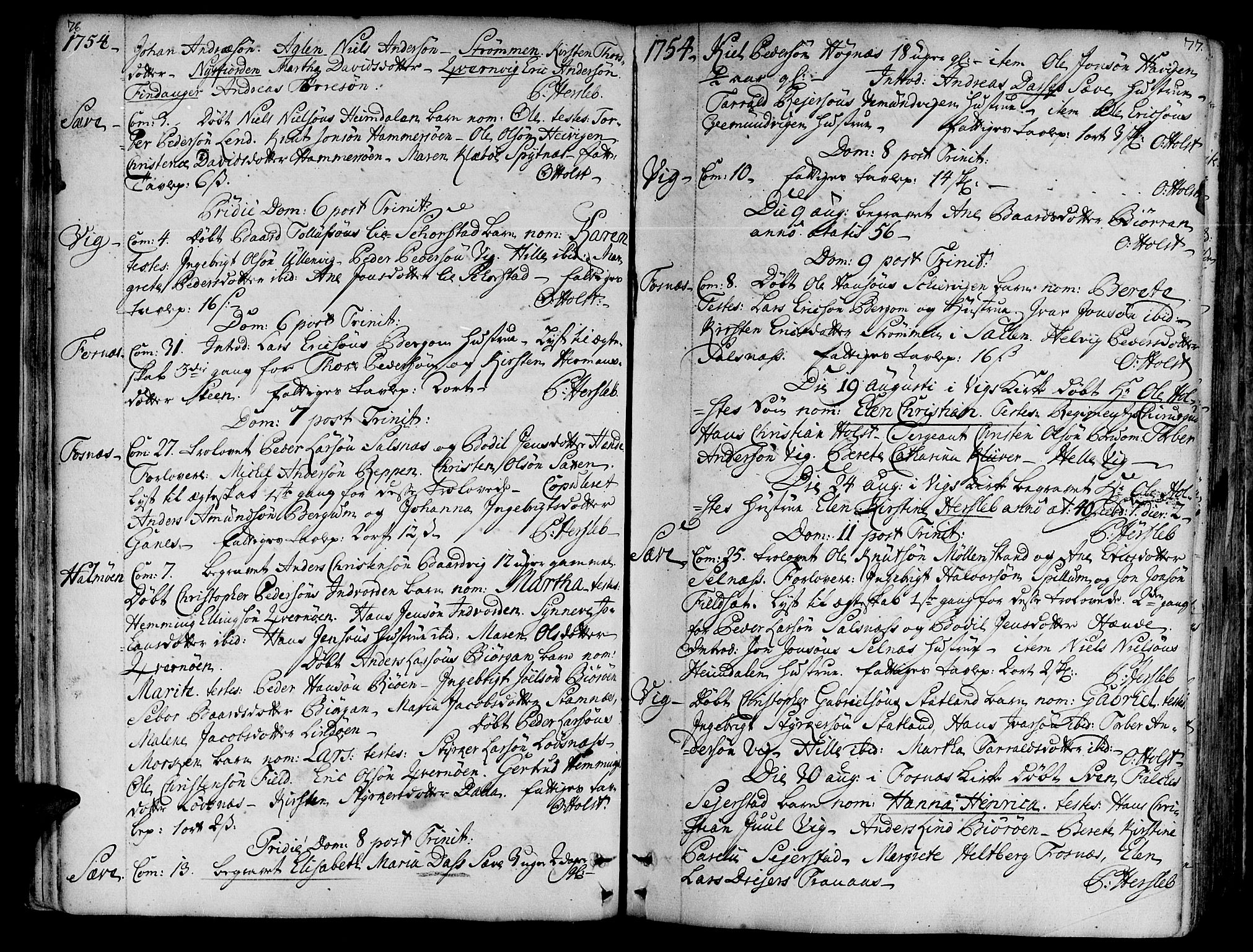Ministerialprotokoller, klokkerbøker og fødselsregistre - Nord-Trøndelag, SAT/A-1458/773/L0607: Parish register (official) no. 773A01, 1751-1783, p. 76-77