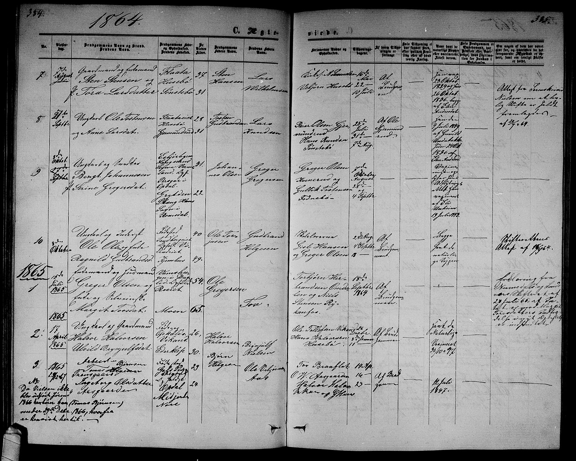 Nore kirkebøker, SAKO/A-238/G/Gb/L0001: Parish register (copy) no. II 1, 1862-1877, p. 384-385