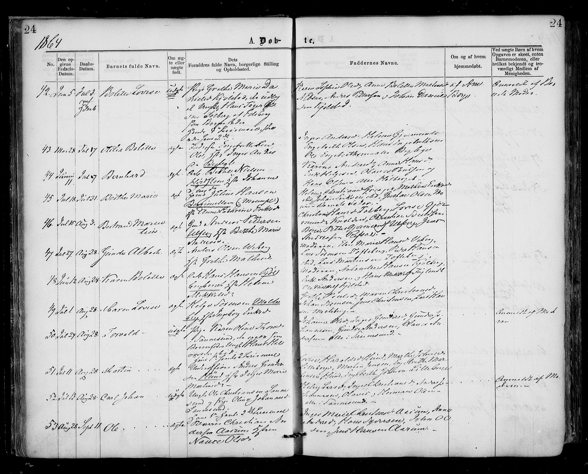 Borge prestekontor Kirkebøker, AV/SAO-A-10903/F/Fa/L0006: Parish register (official) no. I 6, 1861-1874, p. 24