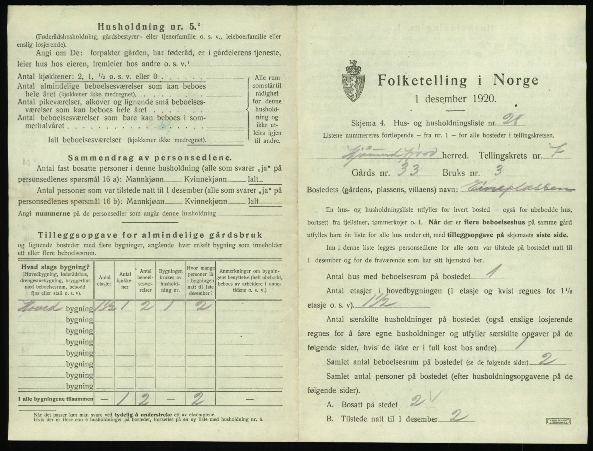 SAT, 1920 census for Hjørundfjord, 1920, p. 365