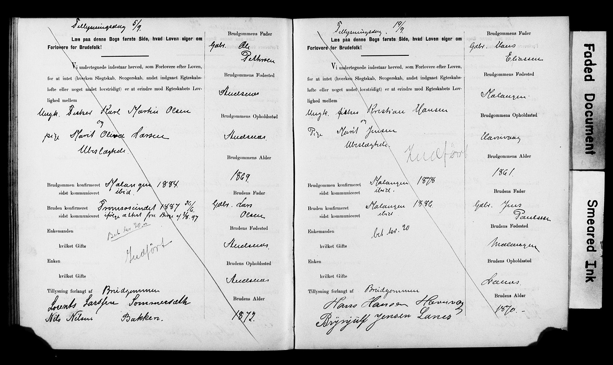 Balsfjord sokneprestembete, AV/SATØ-S-1303/H/Hd/L0030: Banns register no. 30, 1893-1897