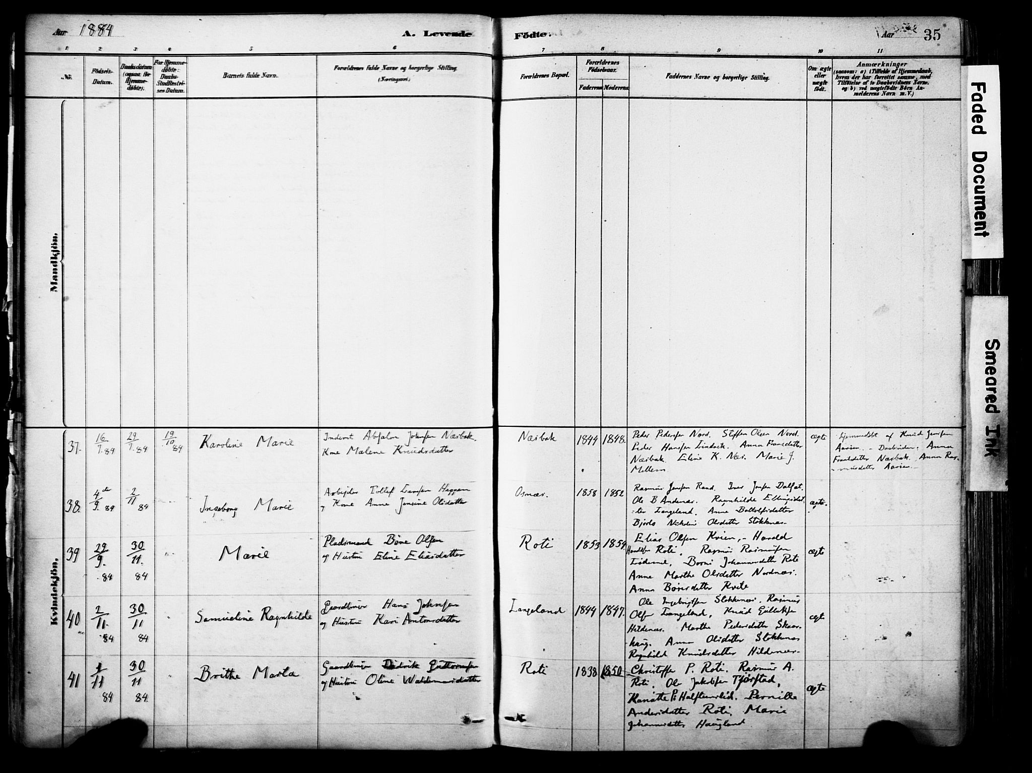 Eid sokneprestembete, AV/SAB-A-82301/H/Haa/Haab/L0001: Parish register (official) no. B 1, 1879-1906, p. 35